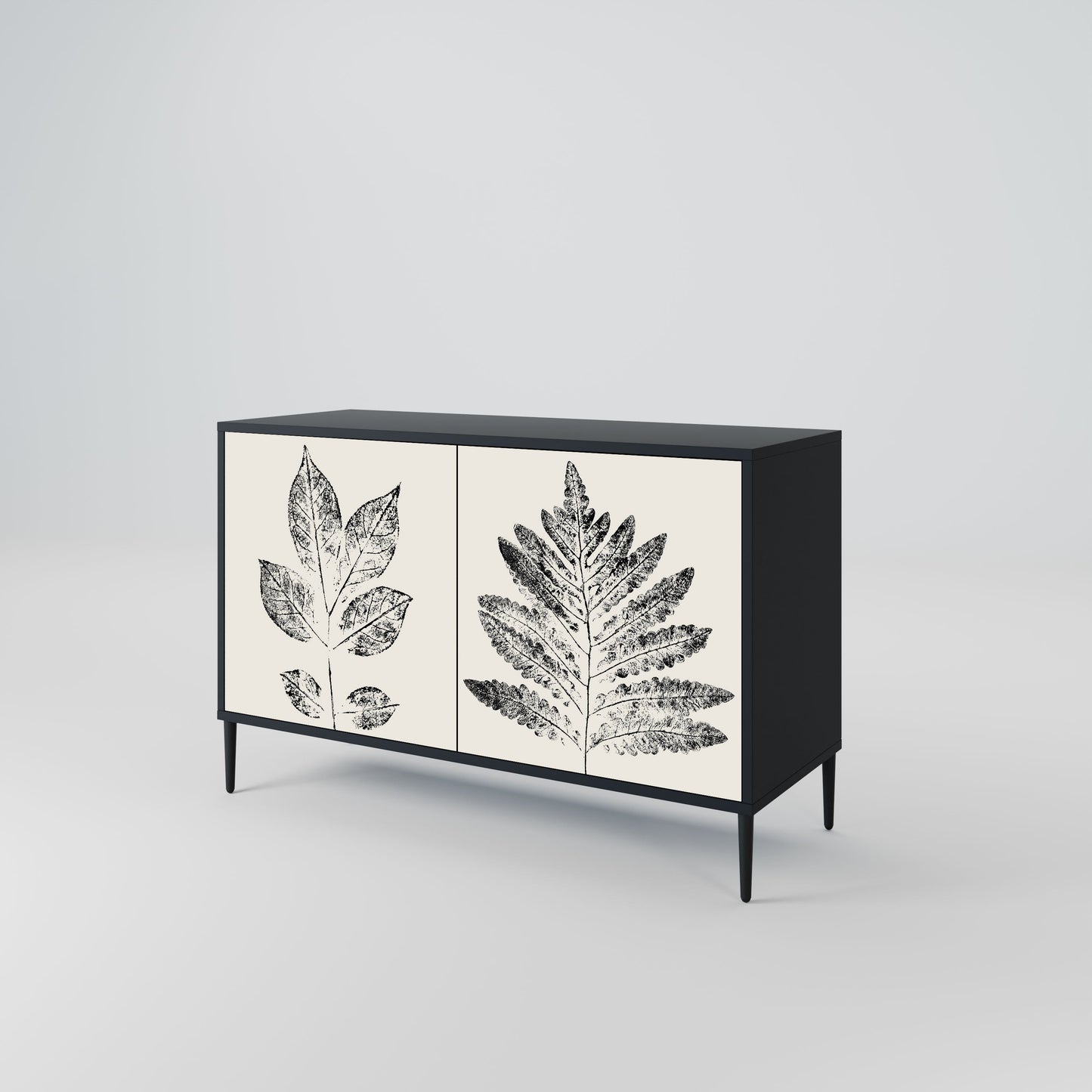 Credenza LEAFY STAMPS a 2 ante con finitura nera