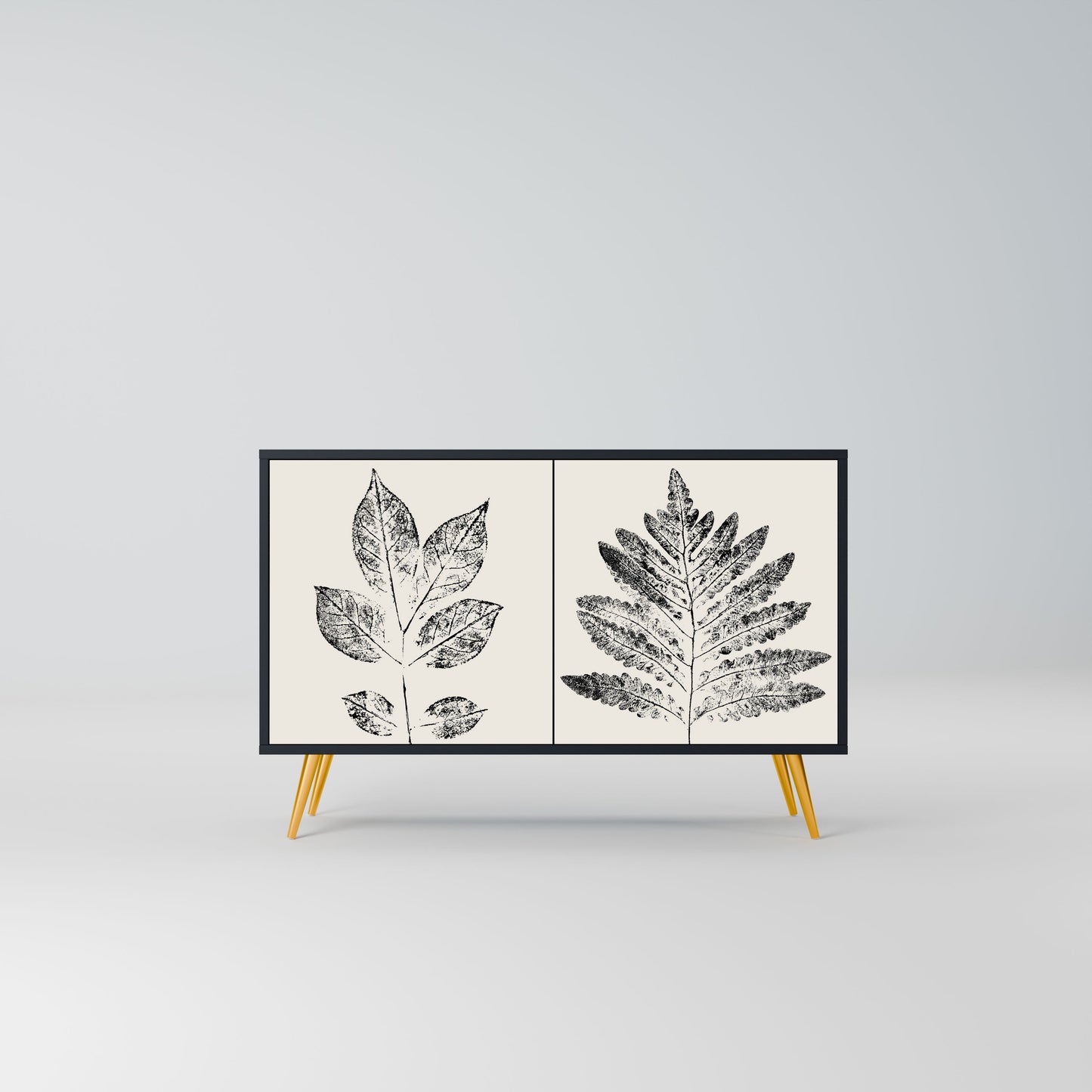 Credenza LEAFY STAMPS a 2 ante con finitura nera
