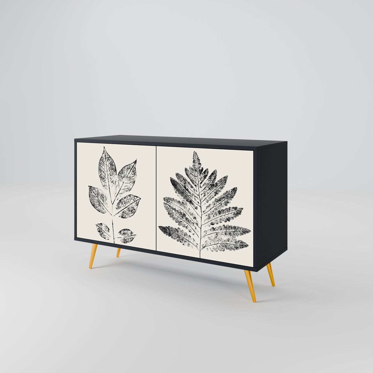 Credenza LEAFY STAMPS a 2 ante con finitura nera