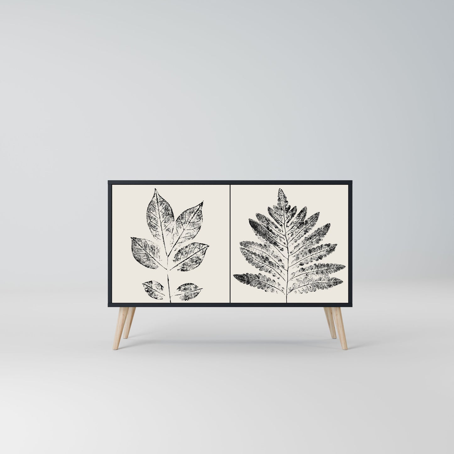 Credenza LEAFY STAMPS a 2 ante con finitura nera