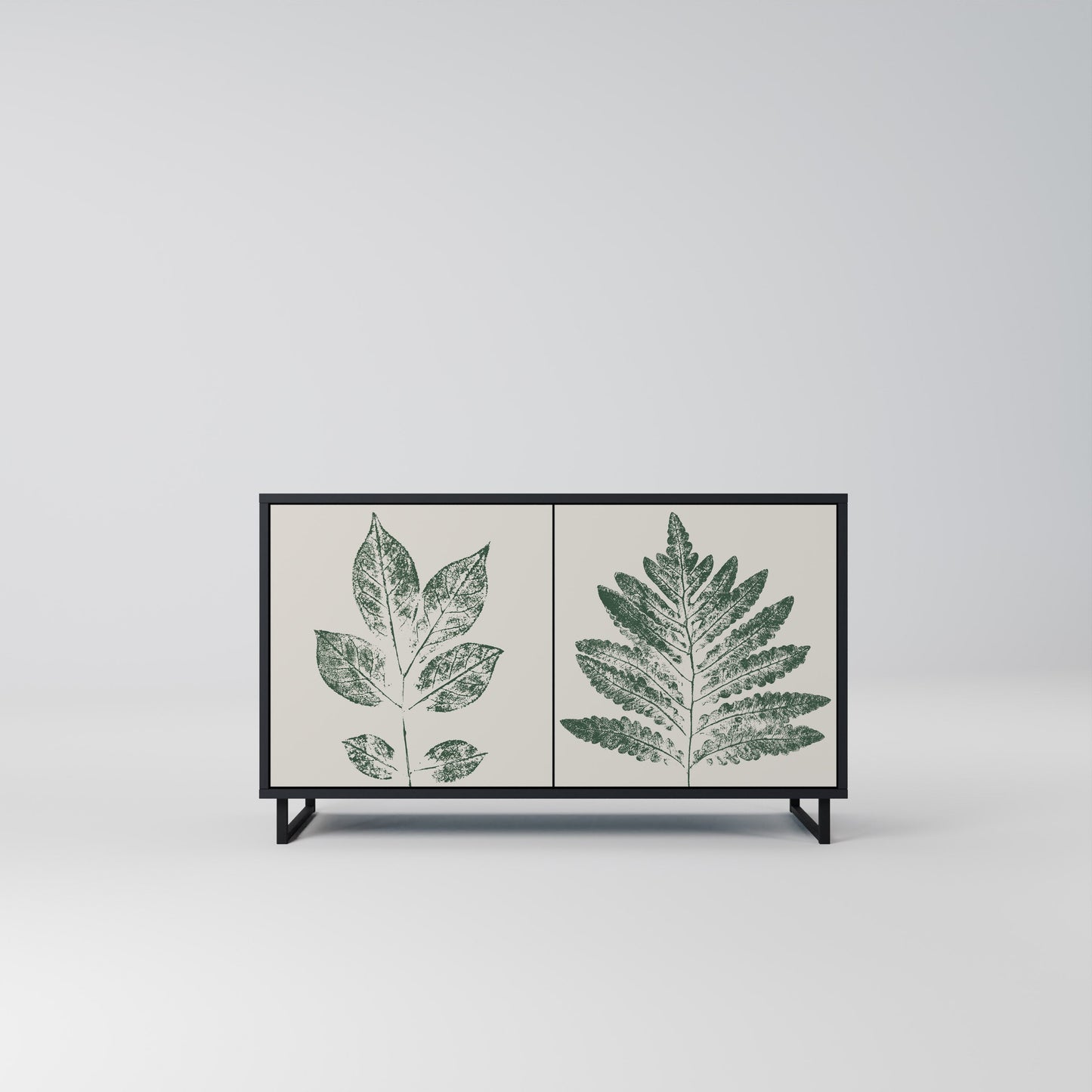 Credenza a 2 ante GREEN LEAFY STAMPS con finitura nera