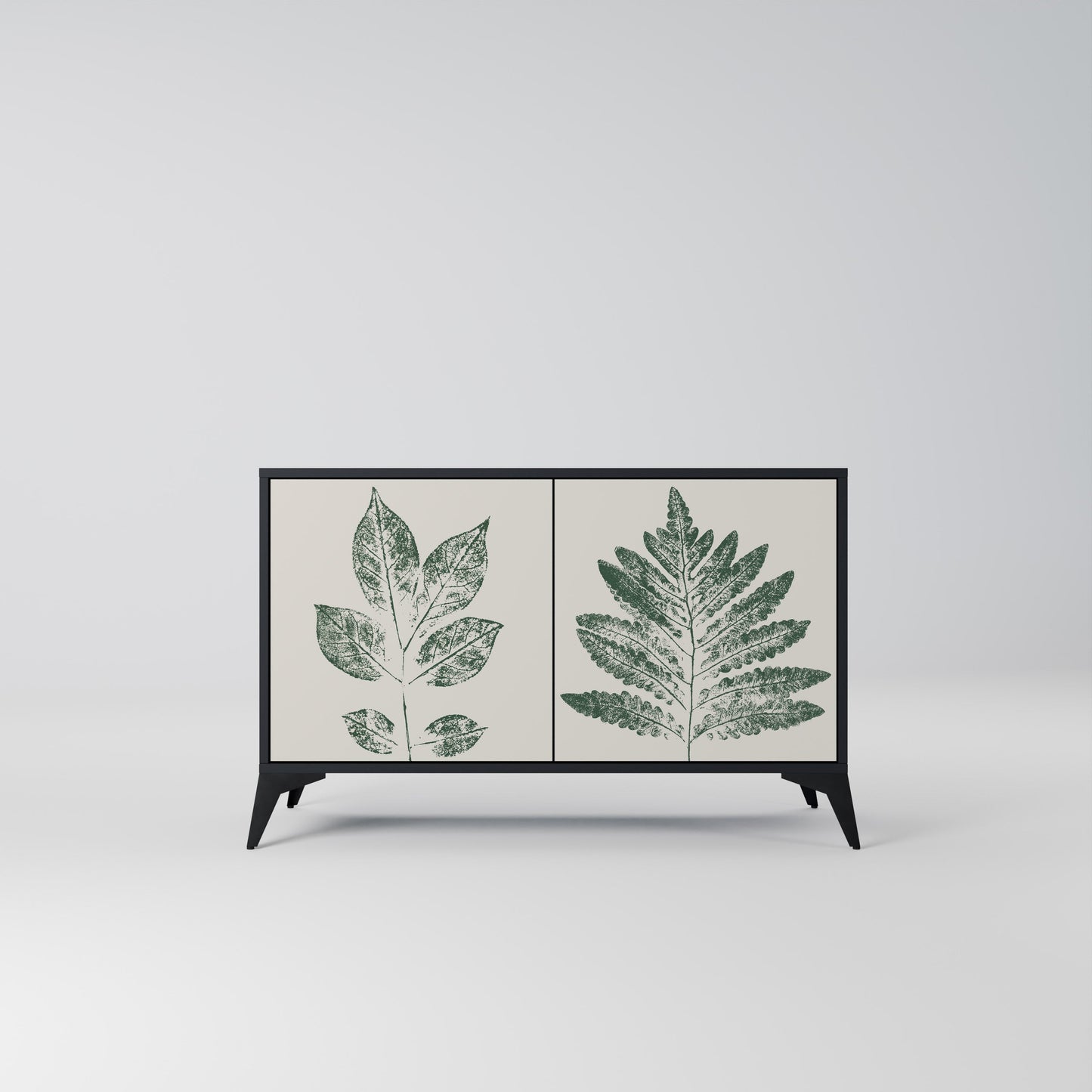 Credenza a 2 ante GREEN LEAFY STAMPS con finitura nera