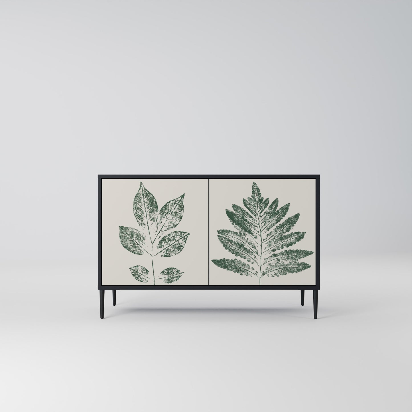 Credenza a 2 ante GREEN LEAFY STAMPS con finitura nera
