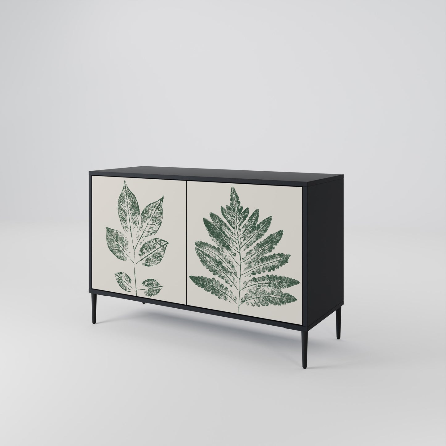 Credenza a 2 ante GREEN LEAFY STAMPS con finitura nera
