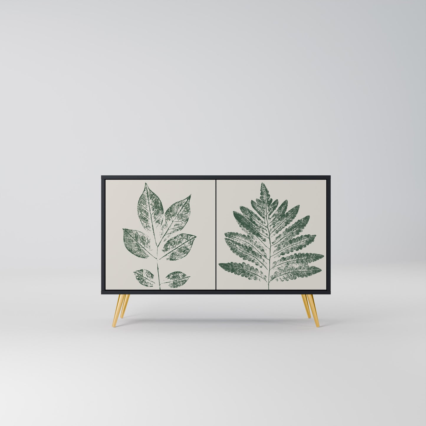 Credenza a 2 ante GREEN LEAFY STAMPS con finitura nera