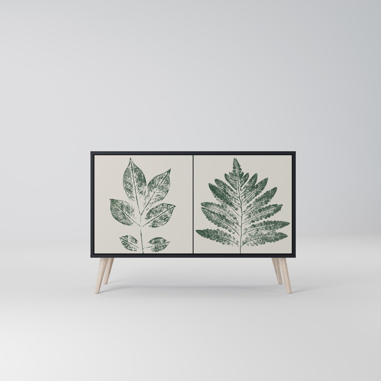 Credenza a 2 ante GREEN LEAFY STAMPS con finitura nera