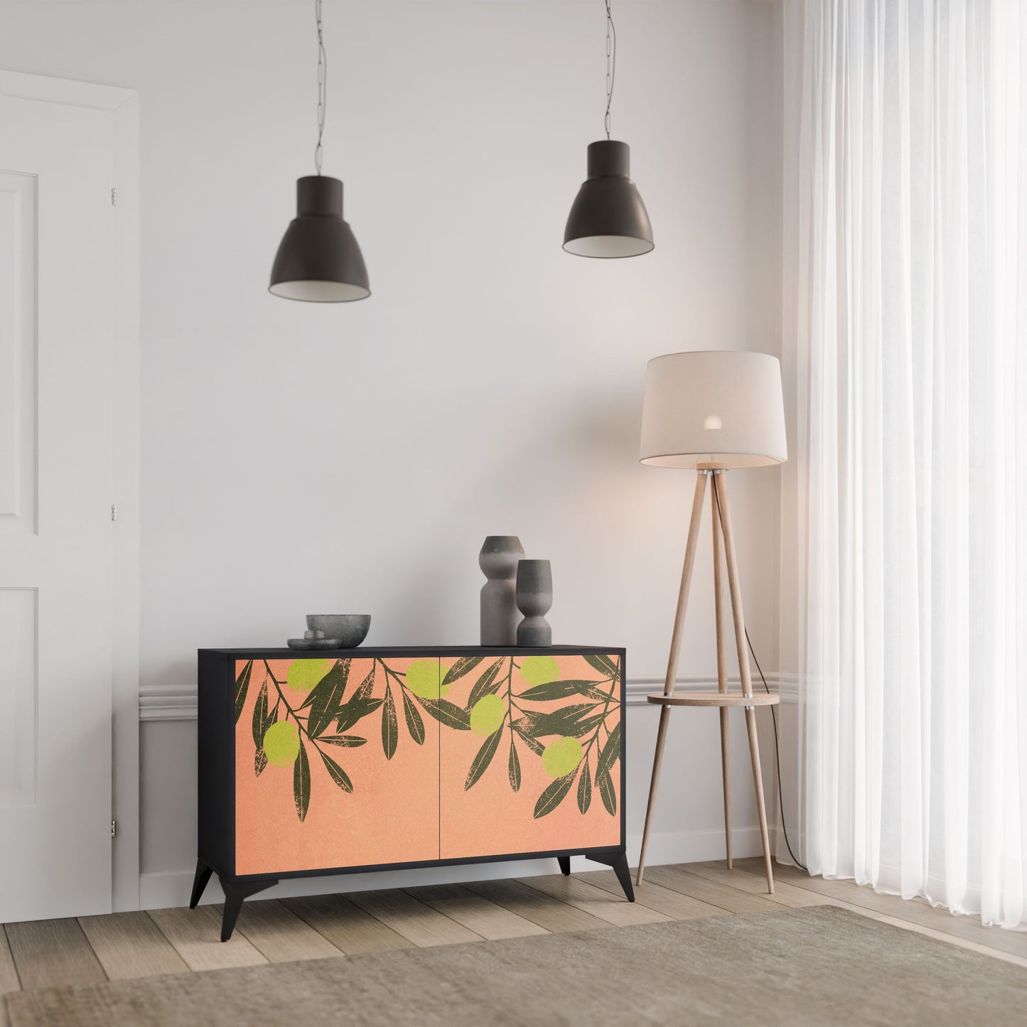 Credenza a 2 ante JUICY OLIVES in finitura nera