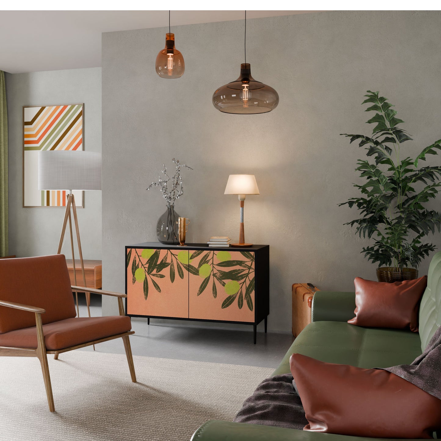 Credenza a 2 ante JUICY OLIVES in finitura nera