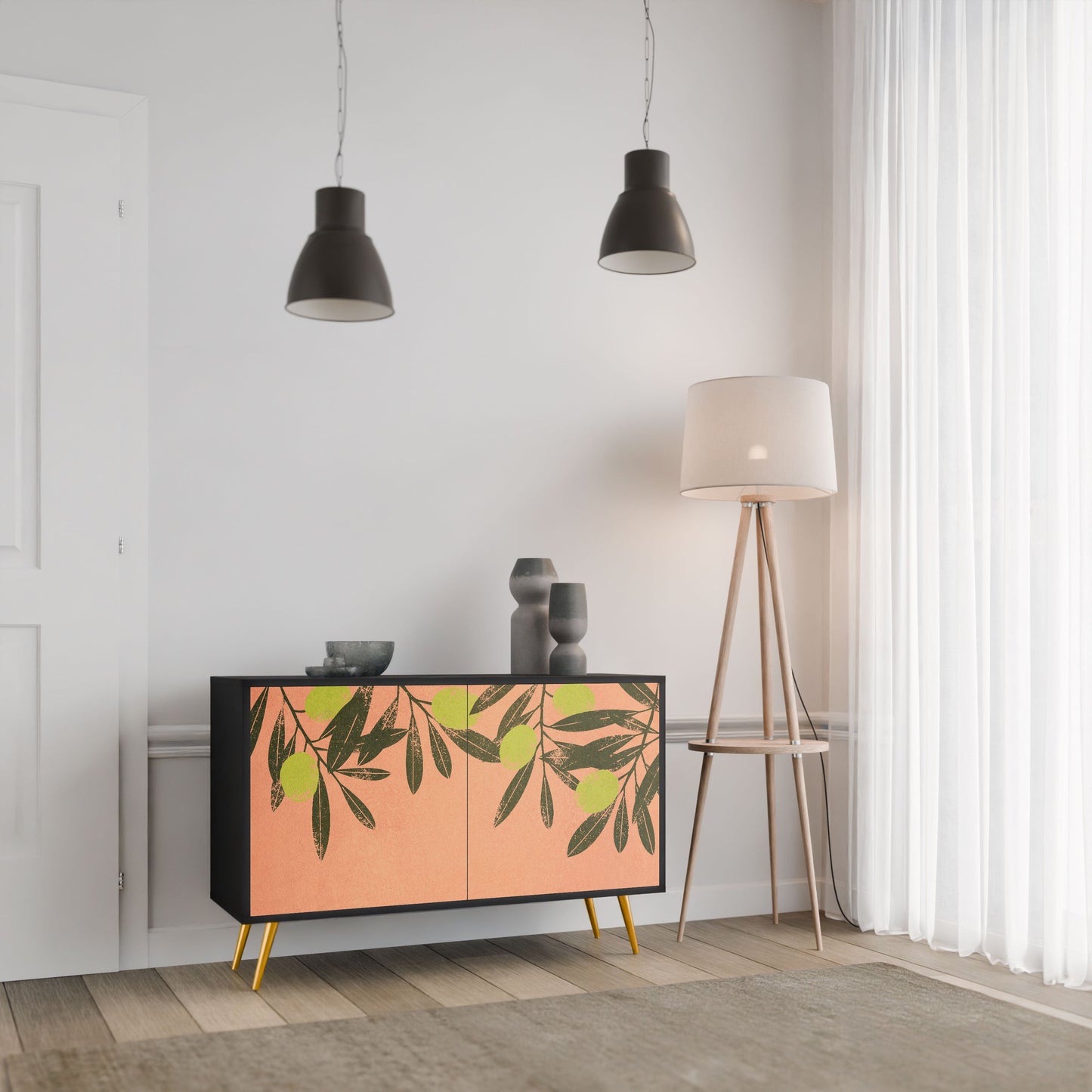 Credenza a 2 ante JUICY OLIVES in finitura nera