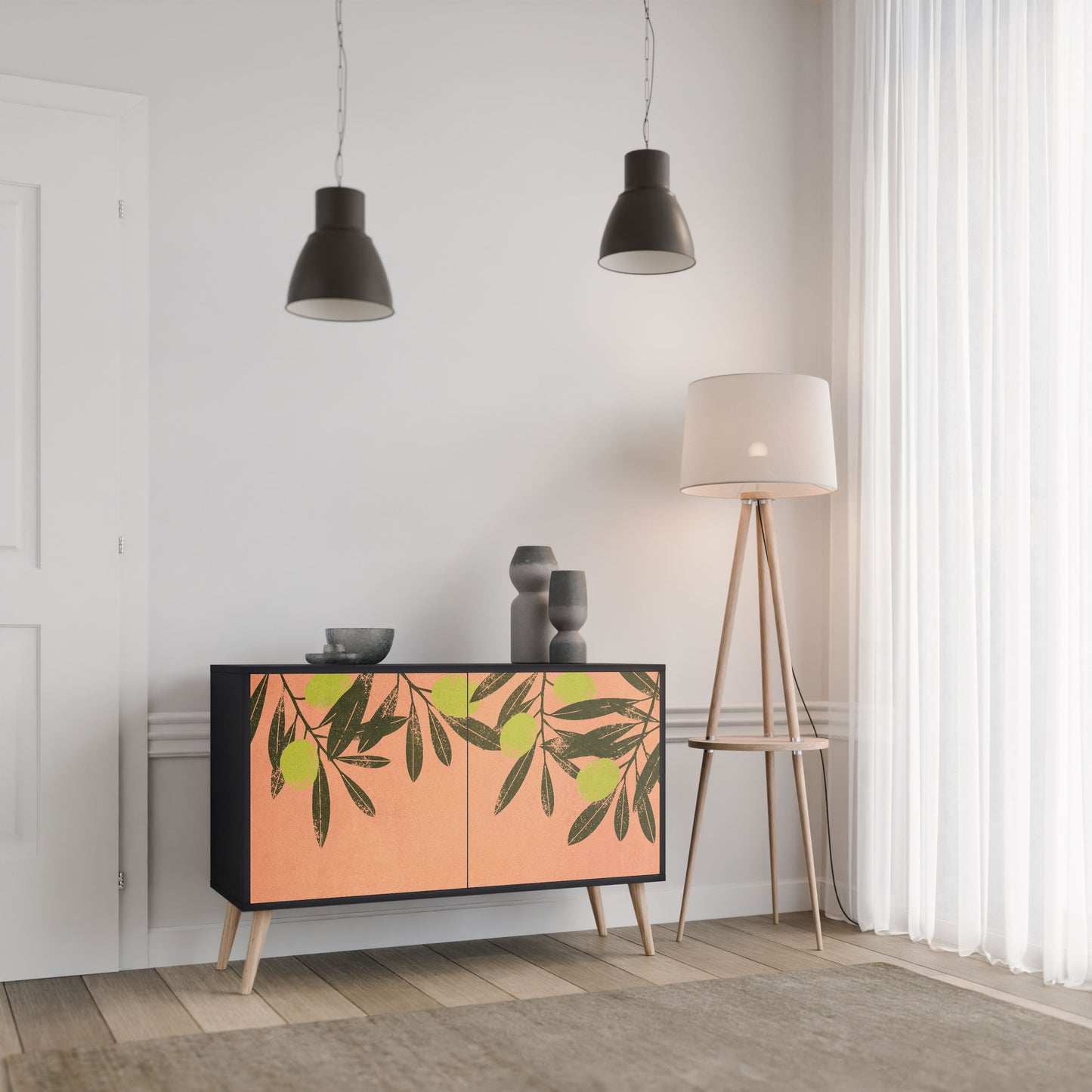 Credenza a 2 ante JUICY OLIVES in finitura nera