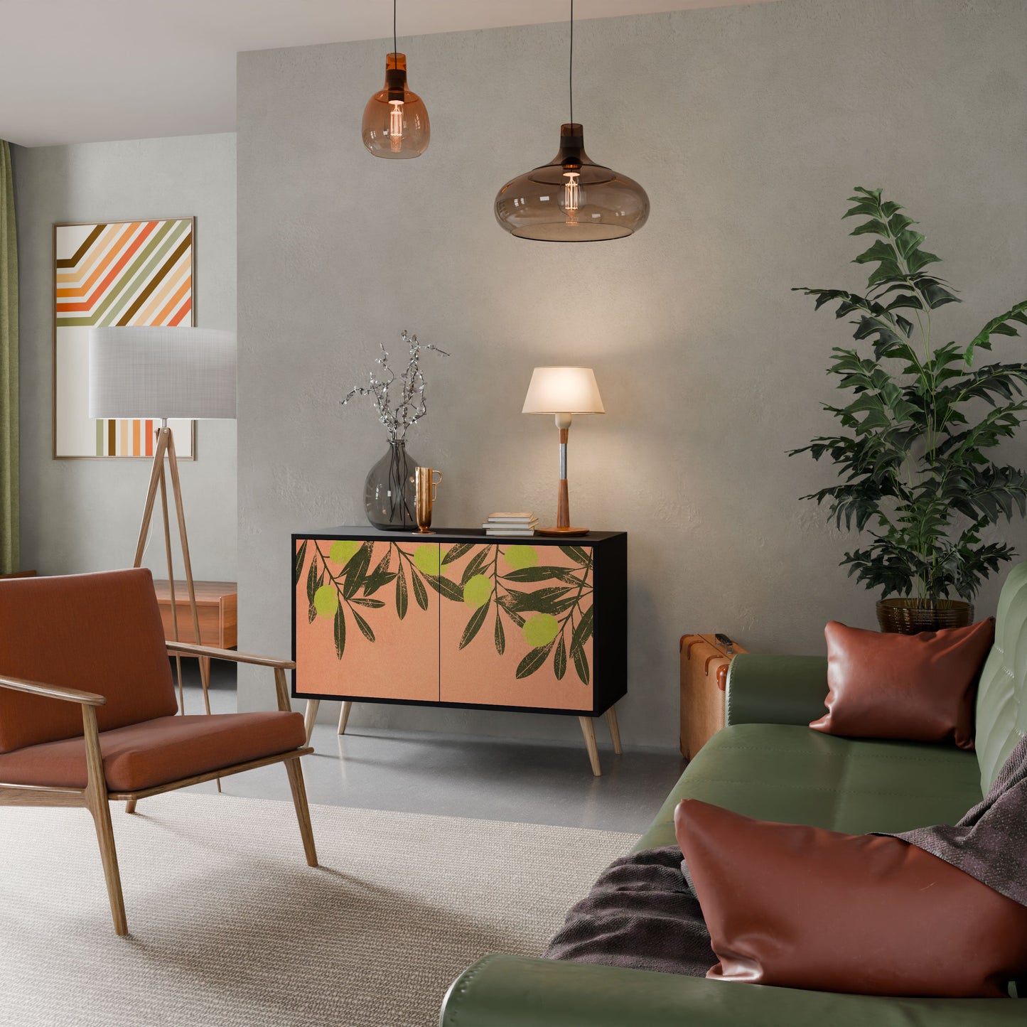 Credenza a 2 ante JUICY OLIVES in finitura nera