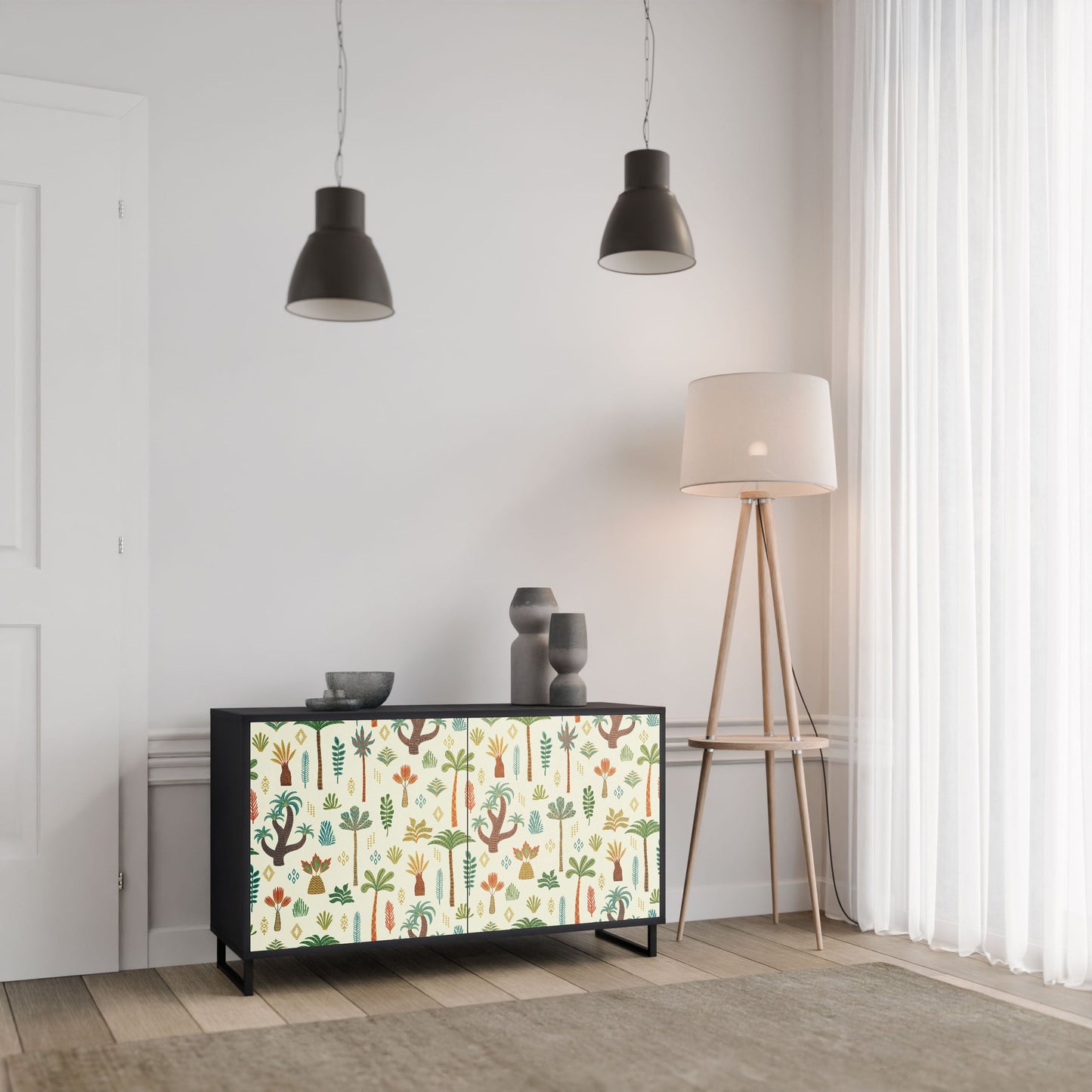 Credenza PALM SPRING a 2 ante in finitura nera