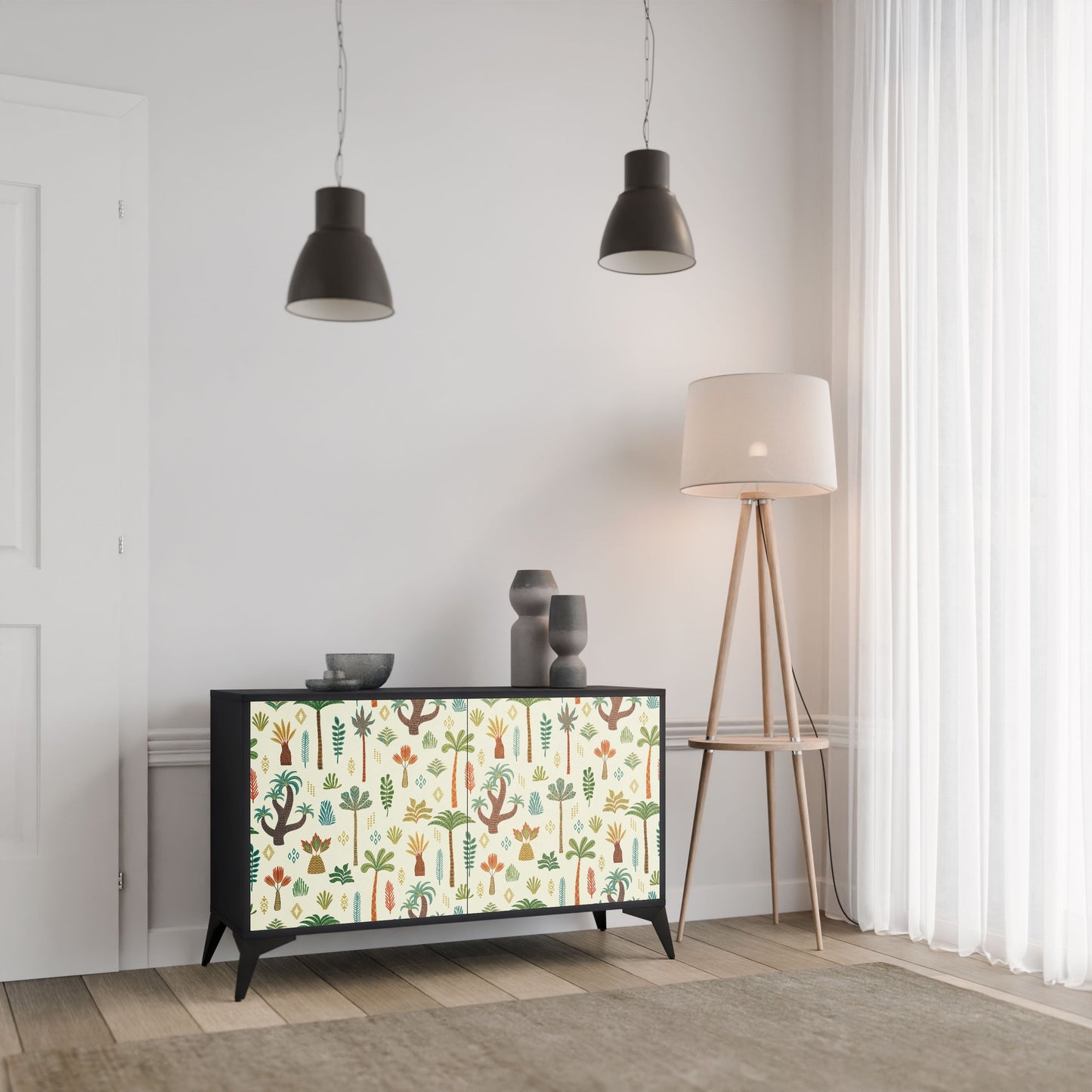 Credenza PALM SPRING a 2 ante in finitura nera