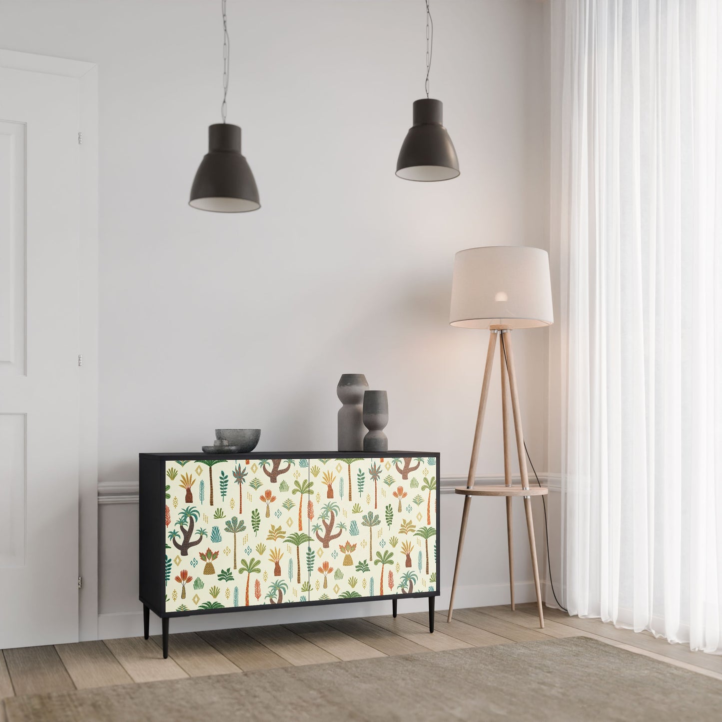 Credenza PALM SPRING a 2 ante in finitura nera