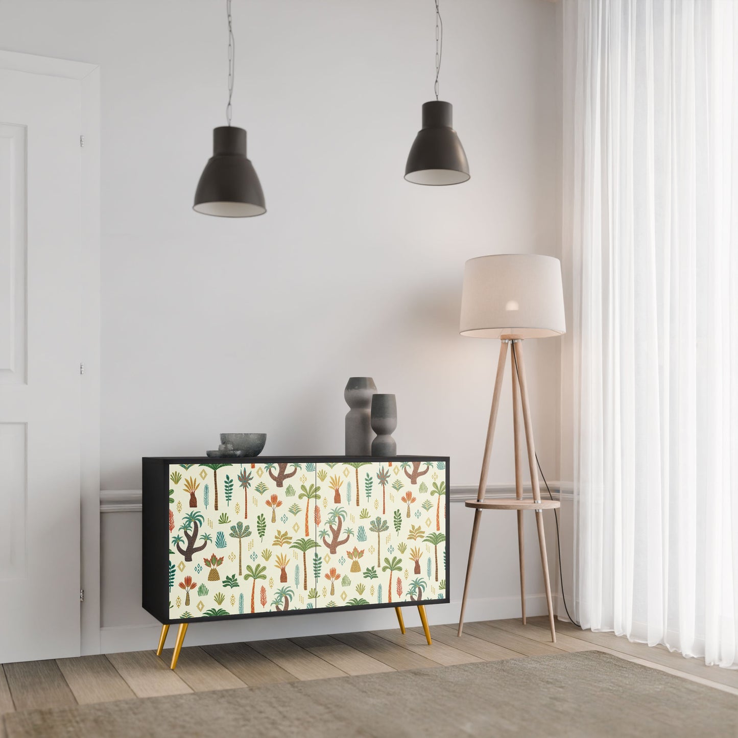 Credenza PALM SPRING a 2 ante in finitura nera