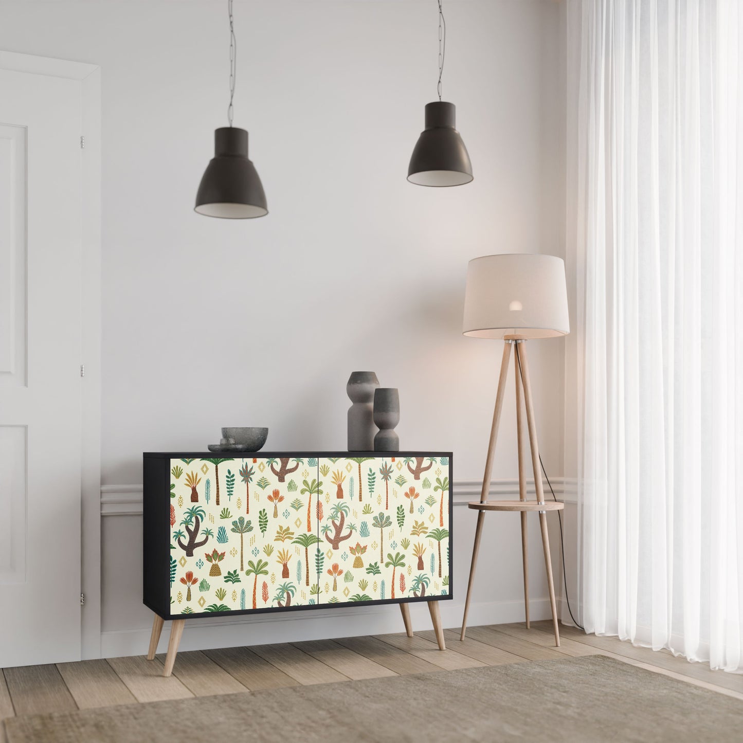 Credenza PALM SPRING a 2 ante in finitura nera