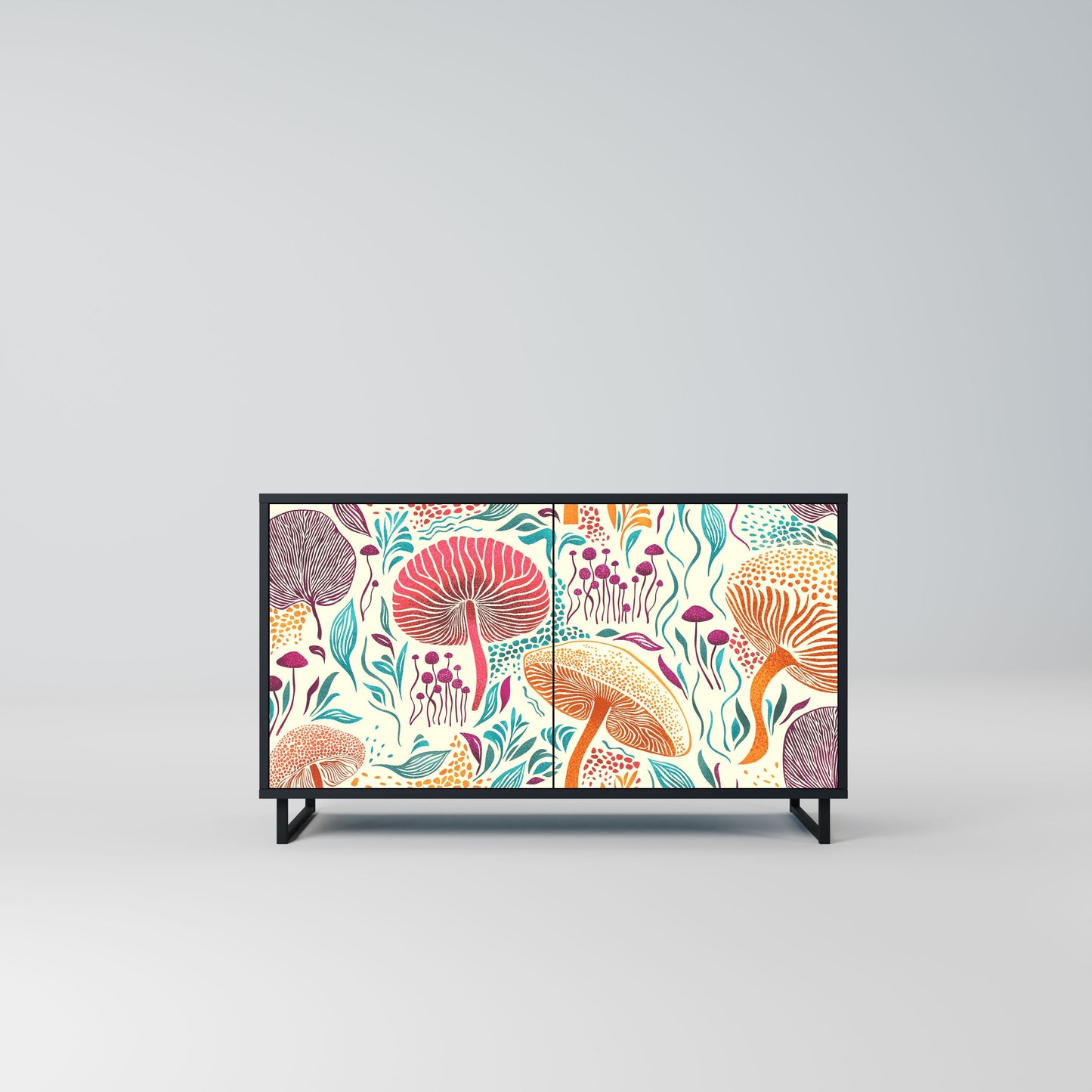 Credenza FUNGUS FANTASY a 2 ante in finitura nera
