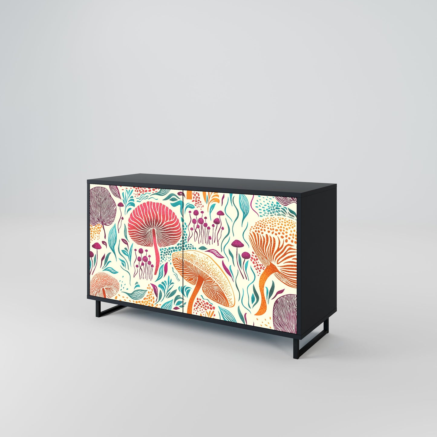 Credenza FUNGUS FANTASY a 2 ante in finitura nera