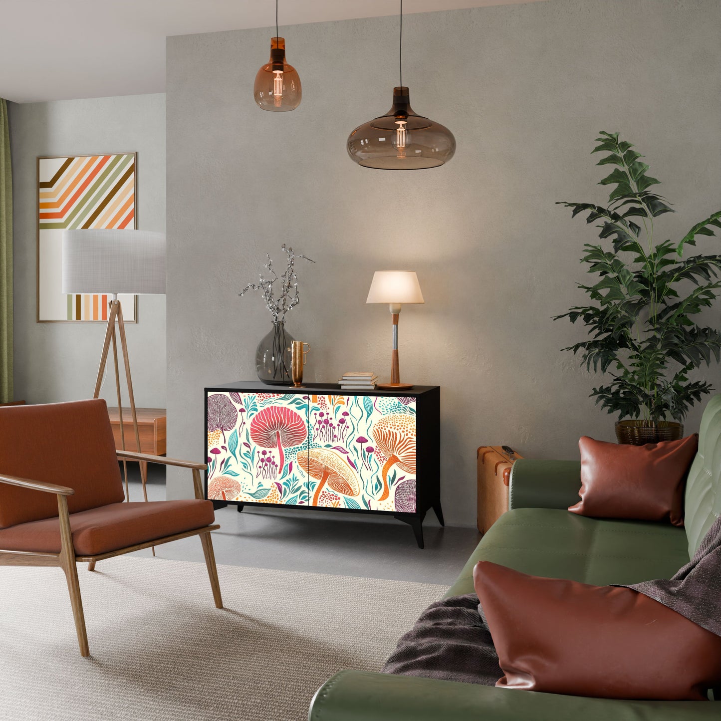 Credenza FUNGUS FANTASY a 2 ante in finitura nera