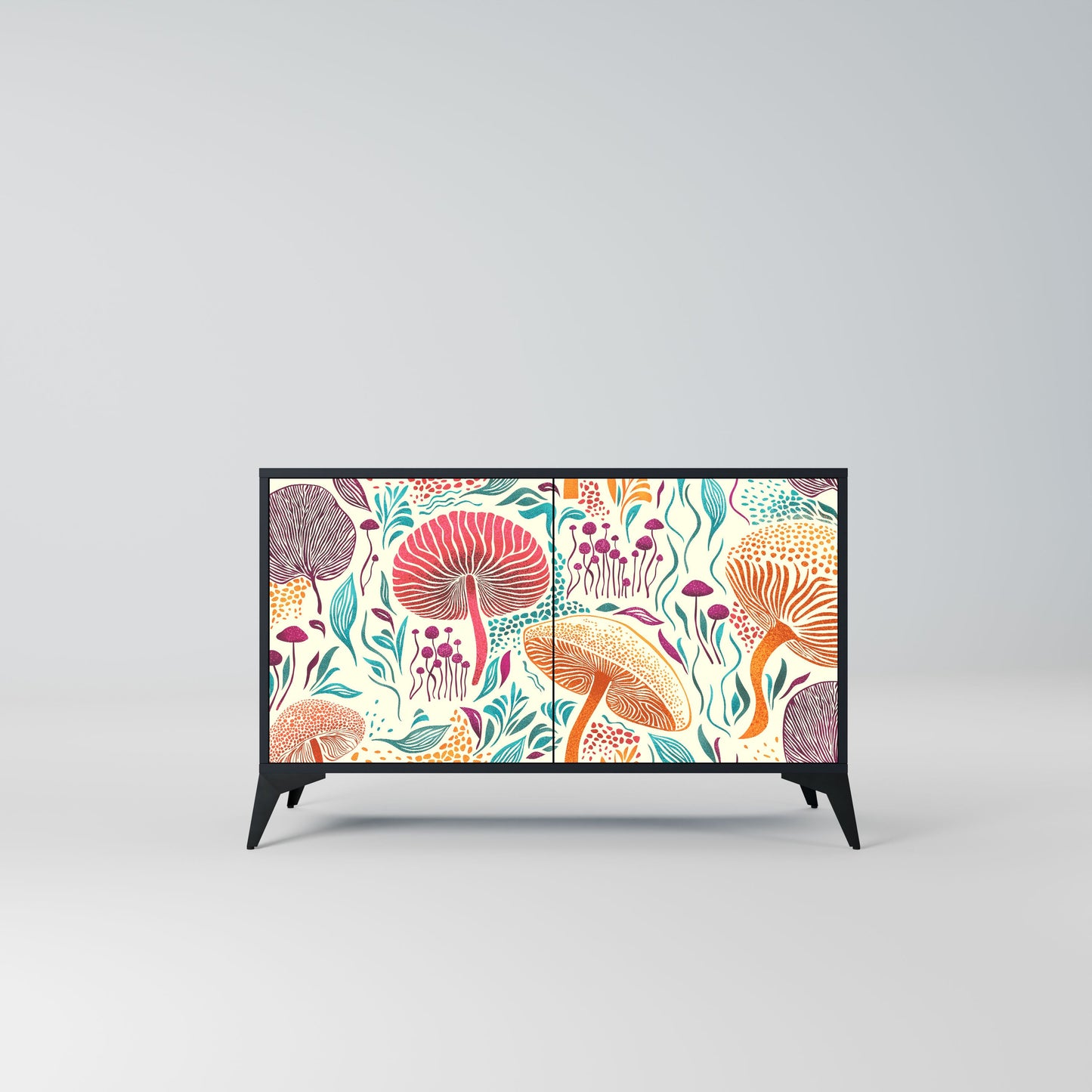 Credenza FUNGUS FANTASY a 2 ante in finitura nera