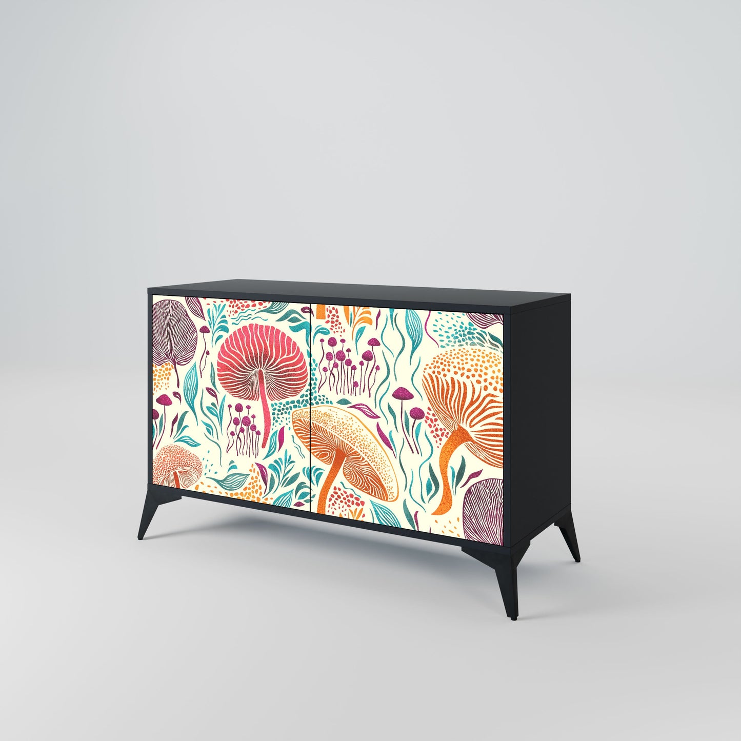 Credenza FUNGUS FANTASY a 2 ante in finitura nera