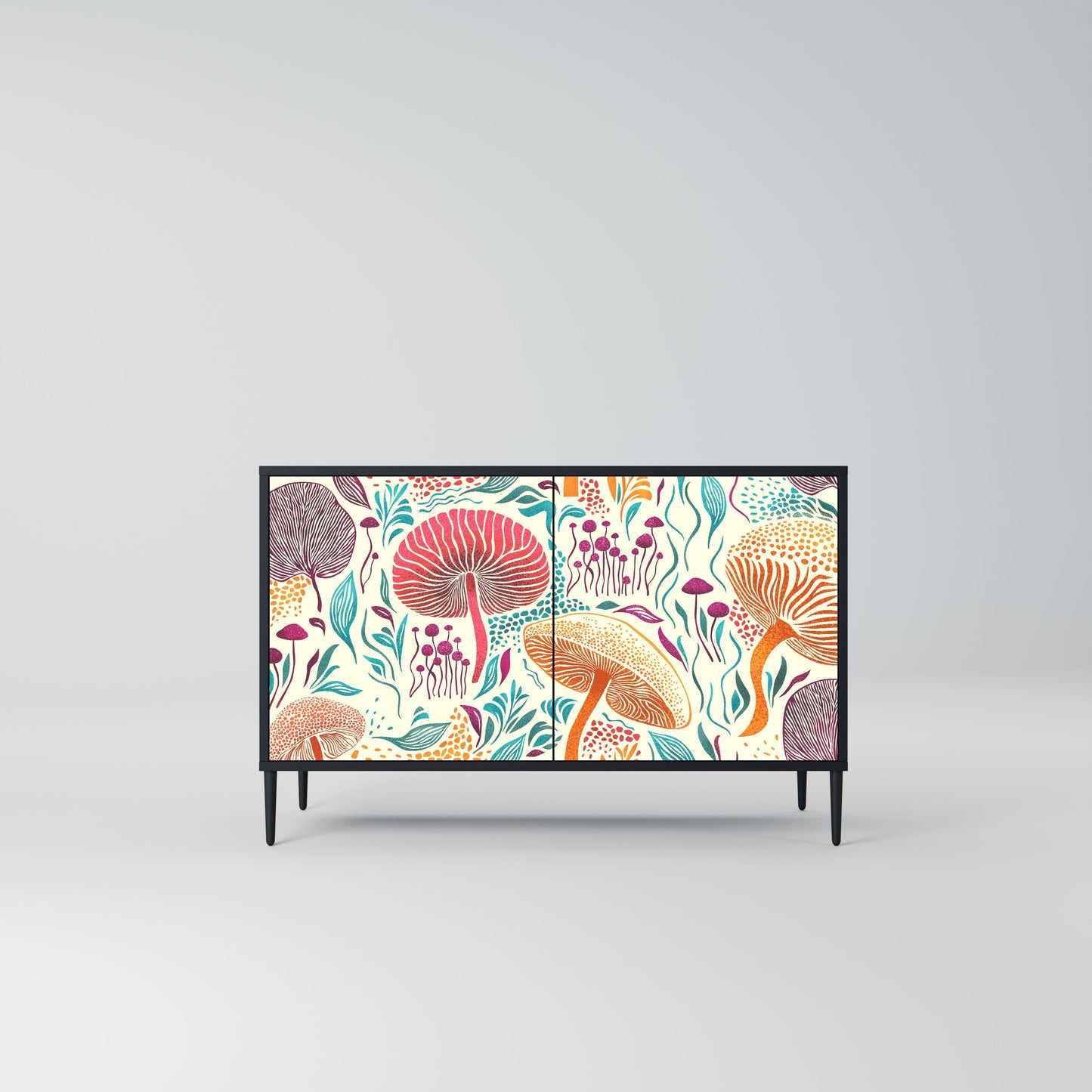 Credenza FUNGUS FANTASY a 2 ante in finitura nera