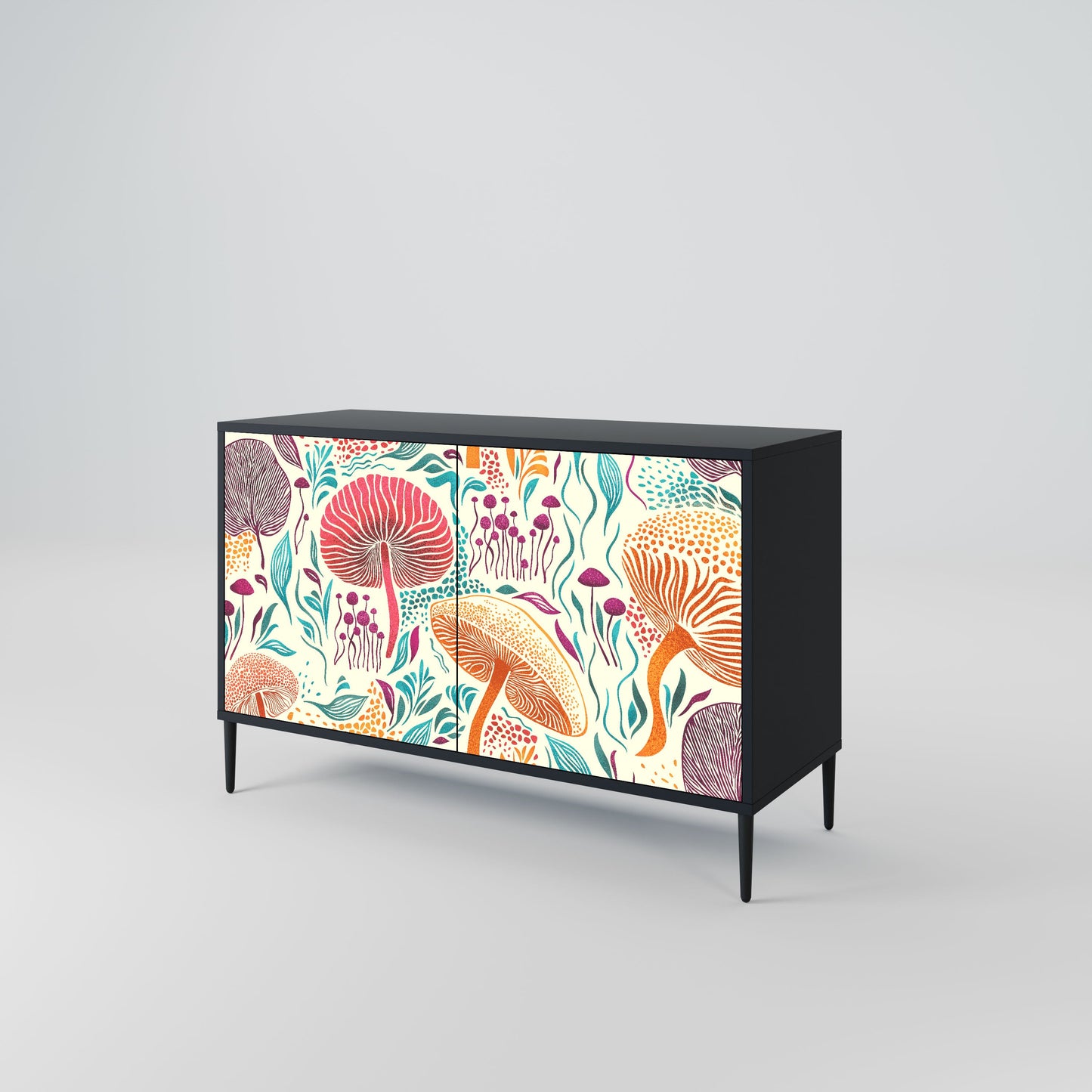 Credenza FUNGUS FANTASY a 2 ante in finitura nera