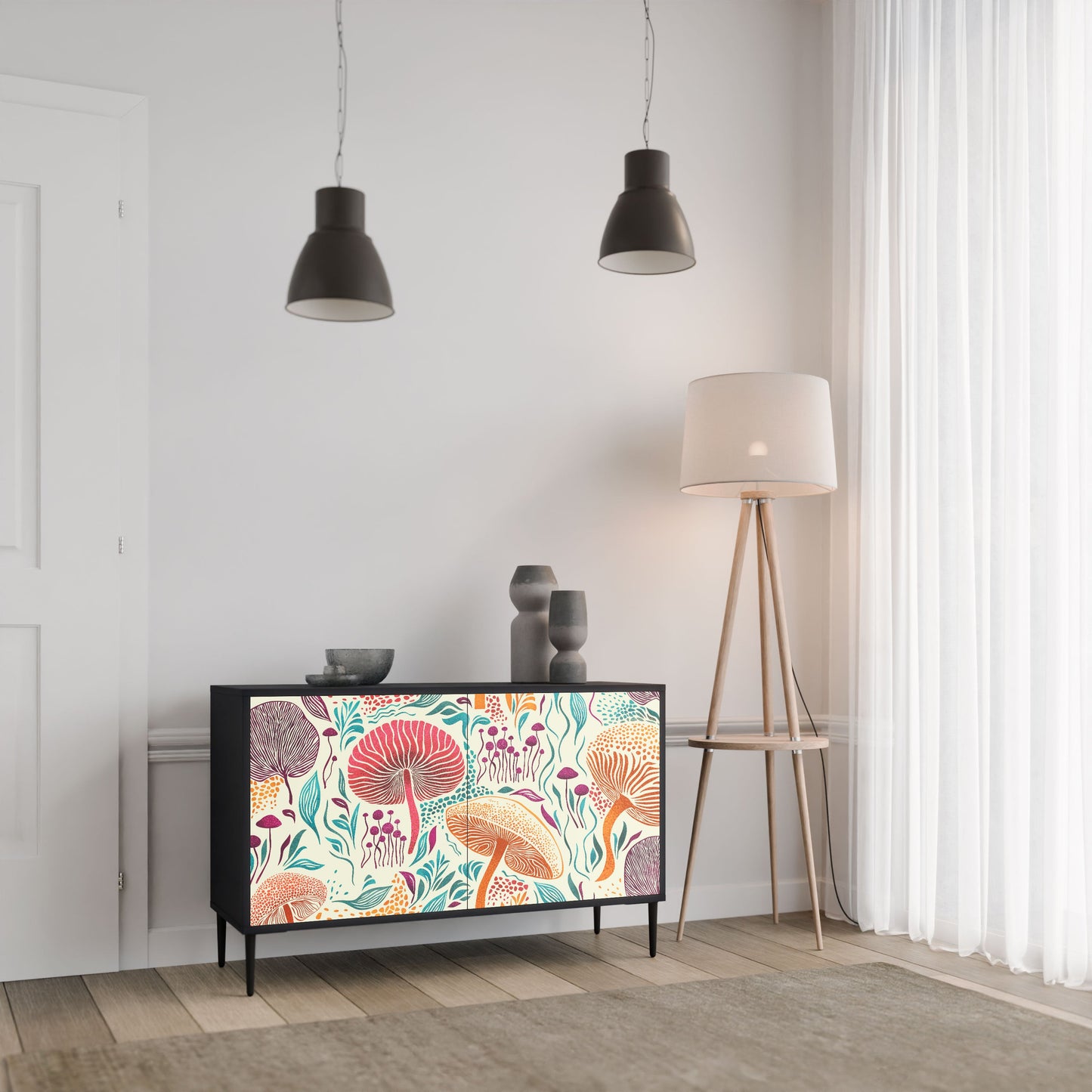 Credenza FUNGUS FANTASY a 2 ante in finitura nera
