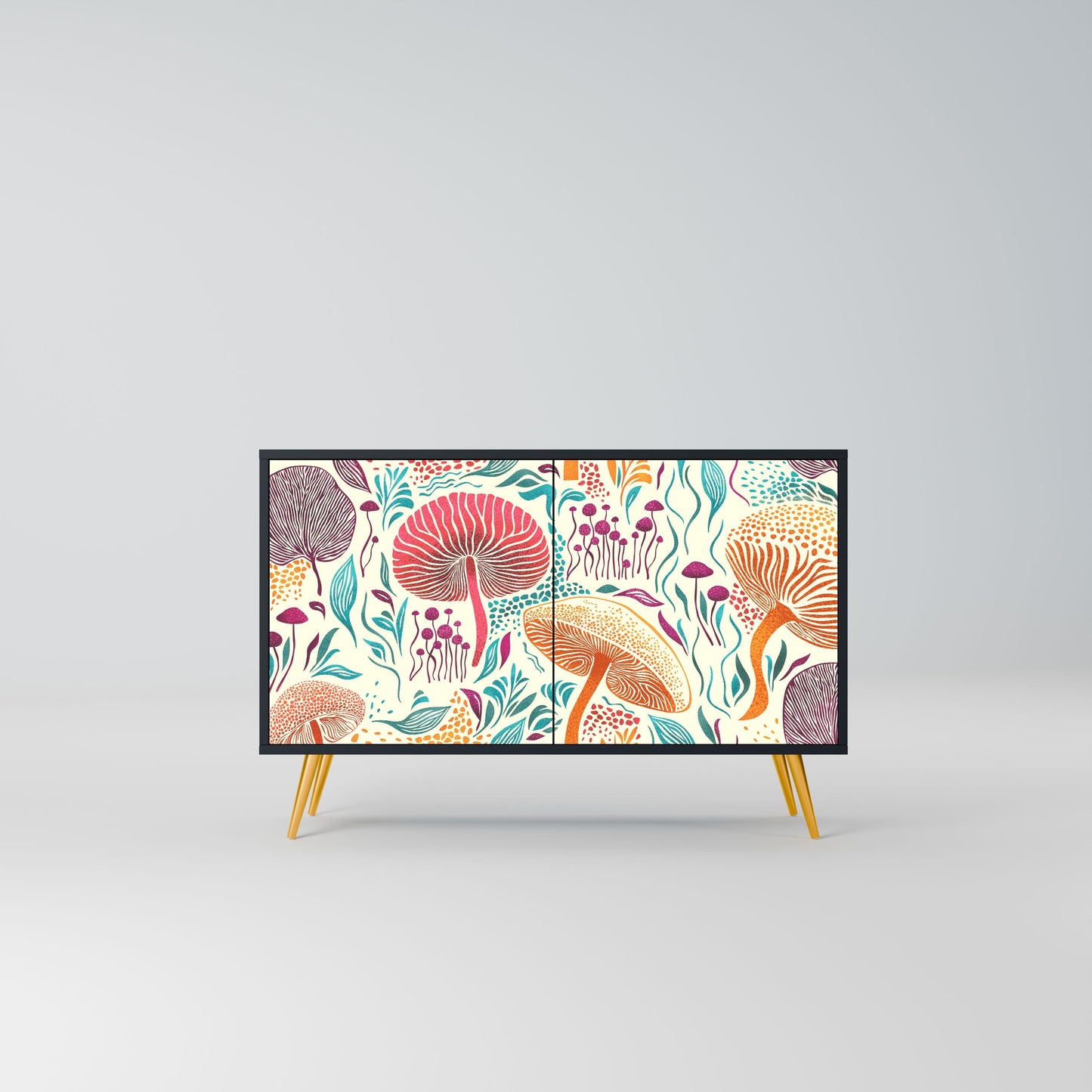 Credenza FUNGUS FANTASY a 2 ante in finitura nera