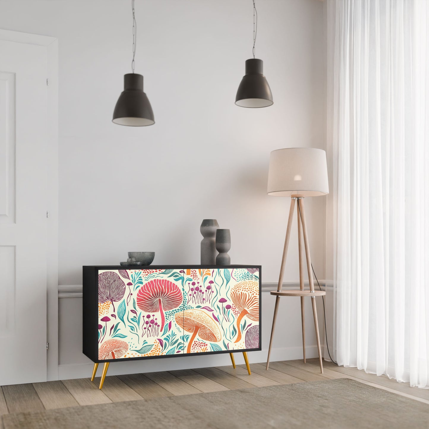 Credenza FUNGUS FANTASY a 2 ante in finitura nera