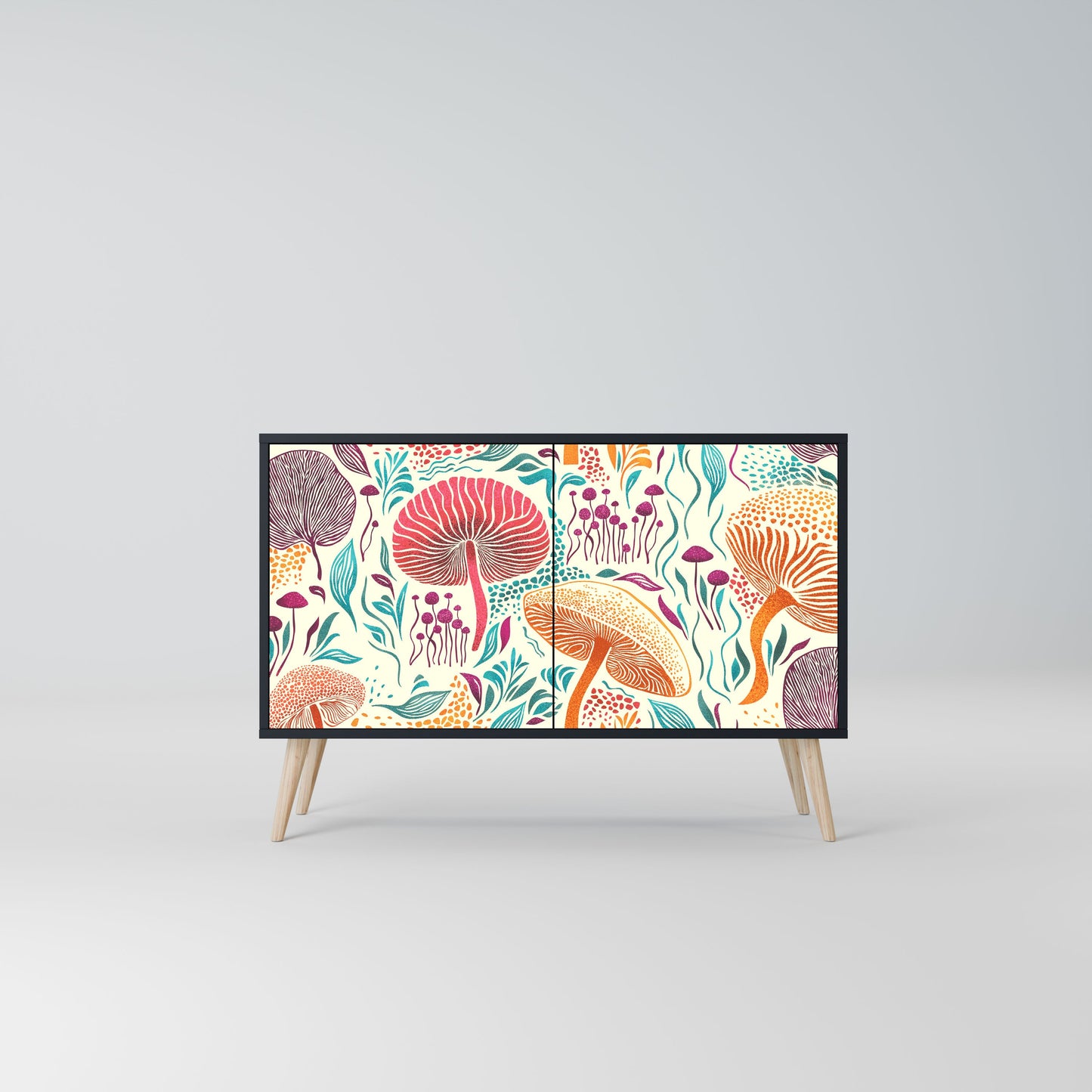 Credenza FUNGUS FANTASY a 2 ante in finitura nera