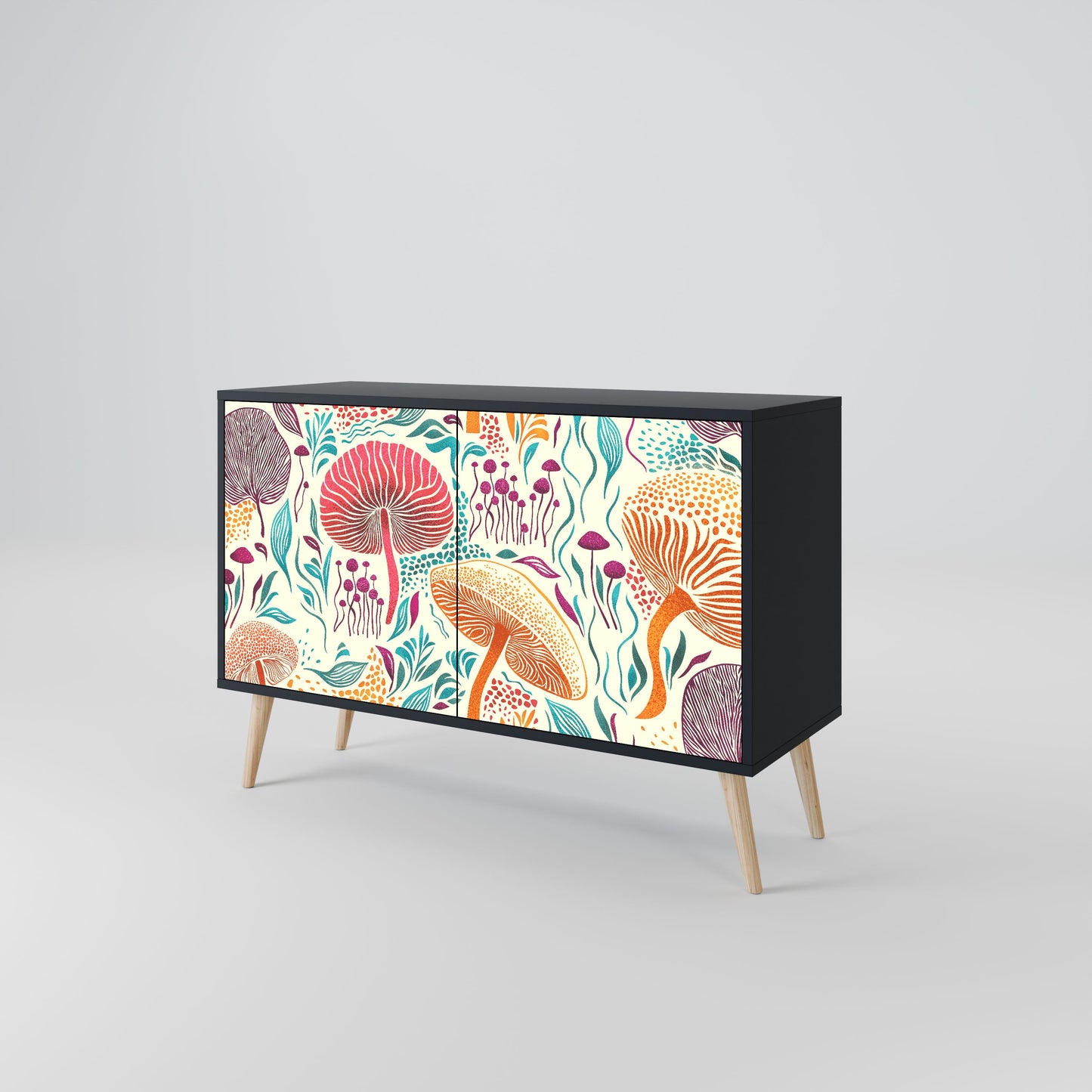 Credenza FUNGUS FANTASY a 2 ante in finitura nera