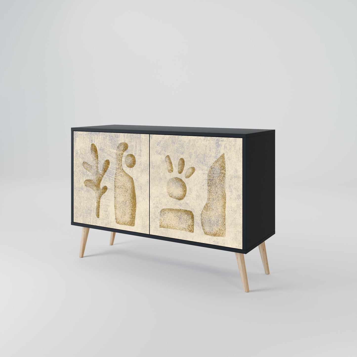 Credenza a 2 ante SAND SCULPTURES in finitura nera