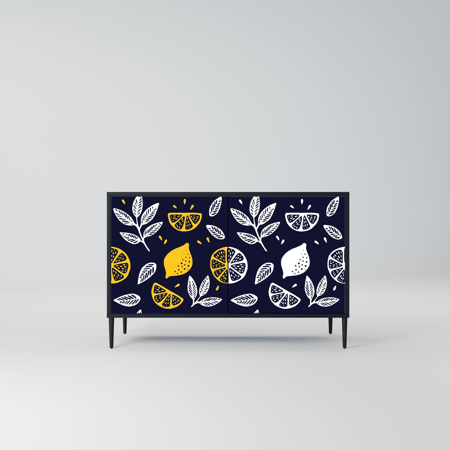 Credenza a 2 ante CITRUS BLACK AND WHITE in finitura nera