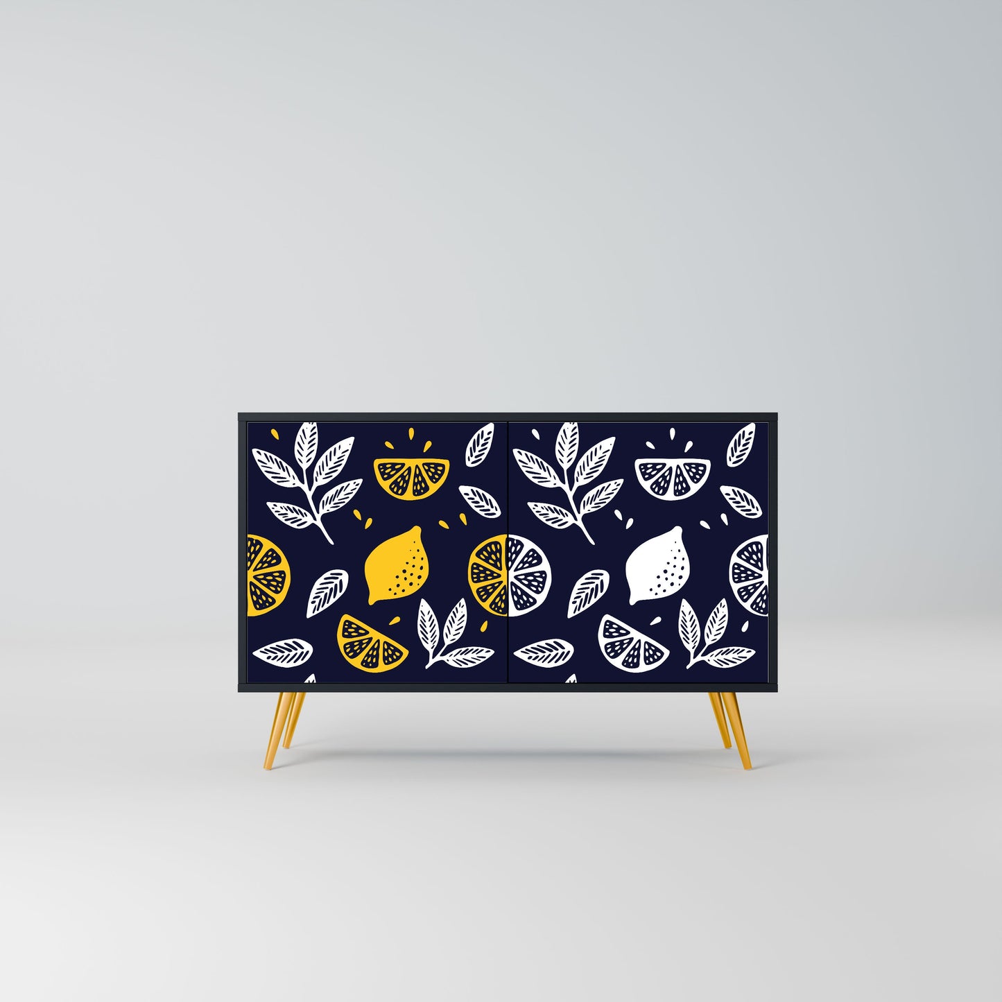 Credenza a 2 ante CITRUS BLACK AND WHITE in finitura nera