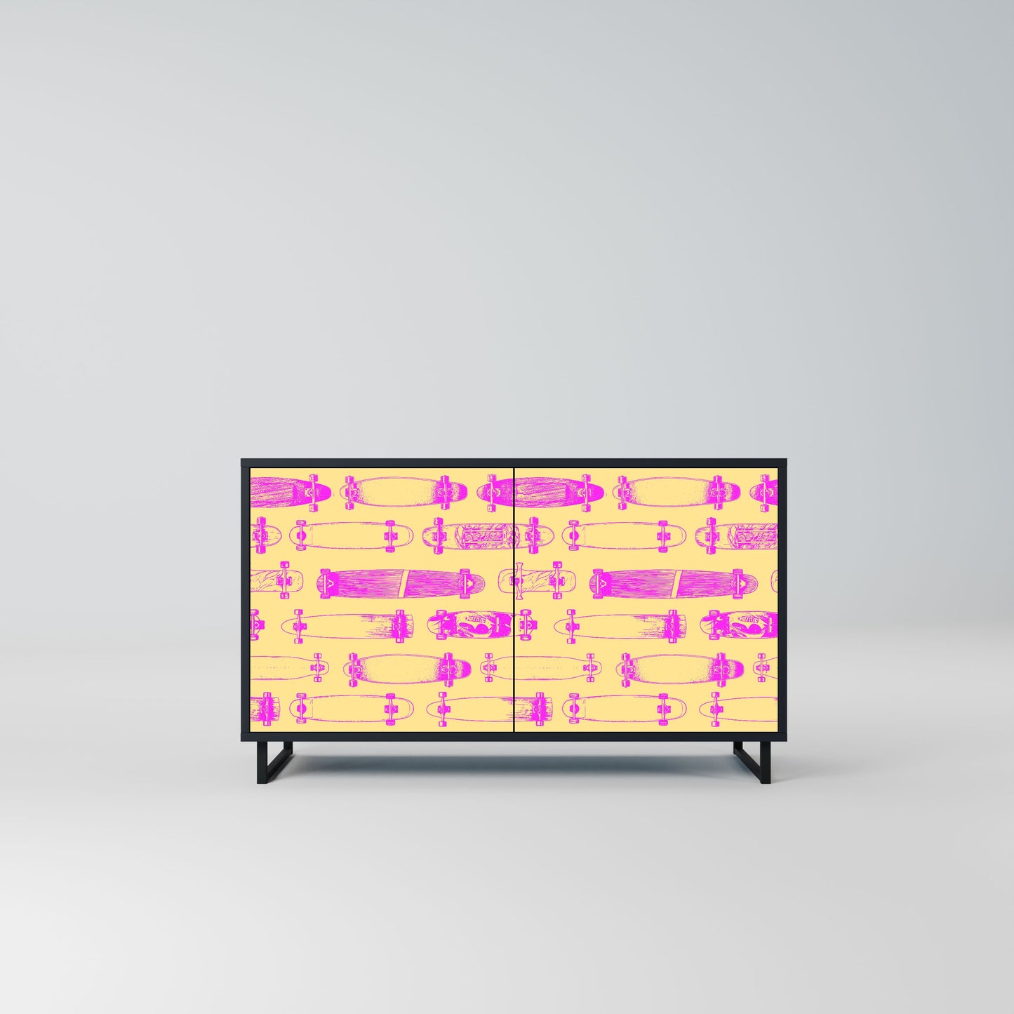 Credenza SKATEBOARD ARTISTRY a 2 ante con finitura nera