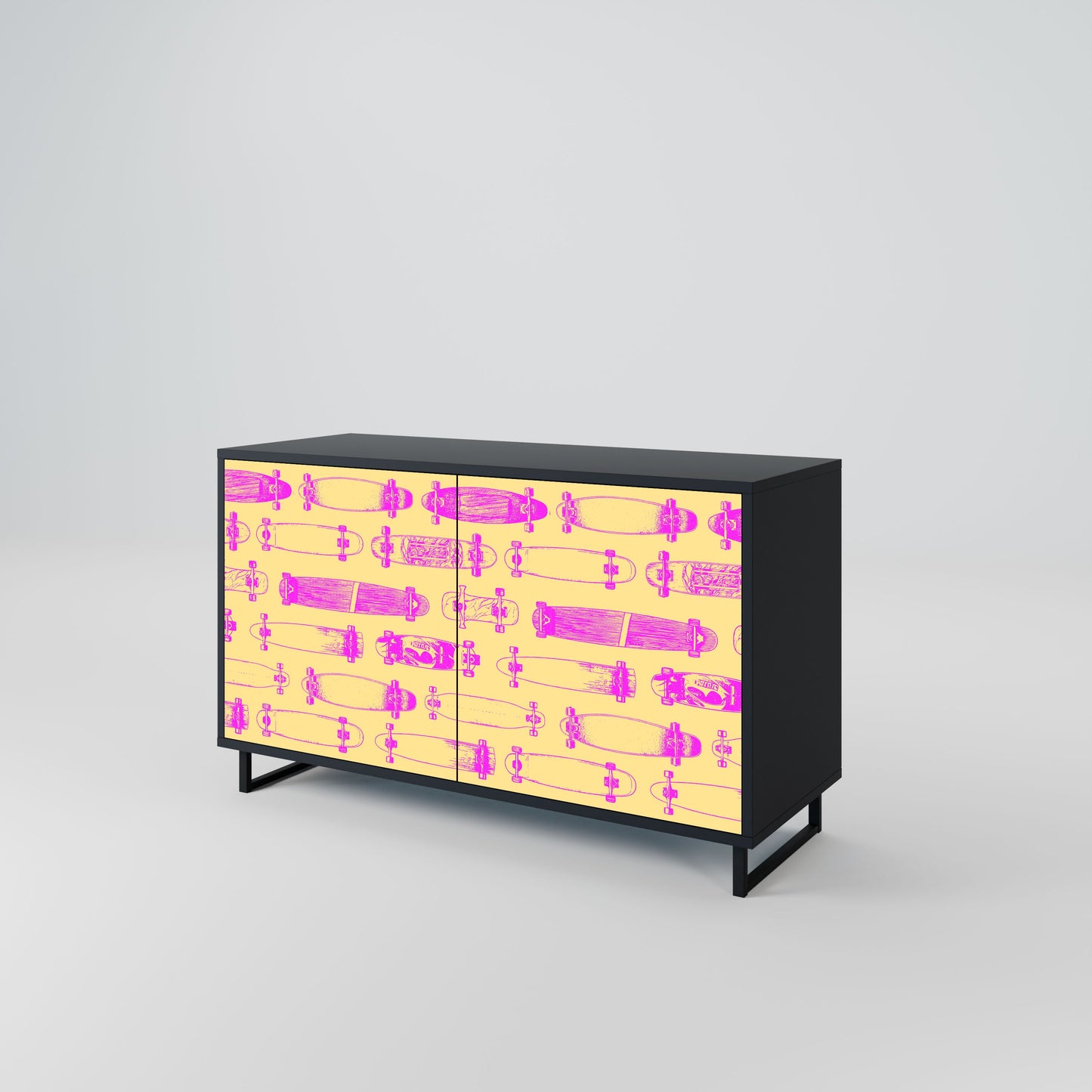 Credenza SKATEBOARD ARTISTRY a 2 ante con finitura nera