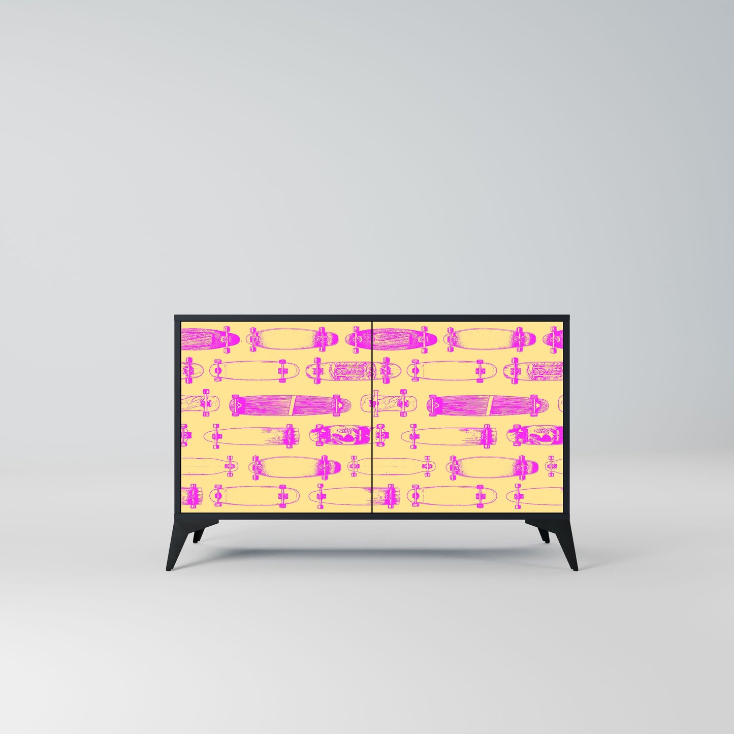 Credenza SKATEBOARD ARTISTRY a 2 ante con finitura nera