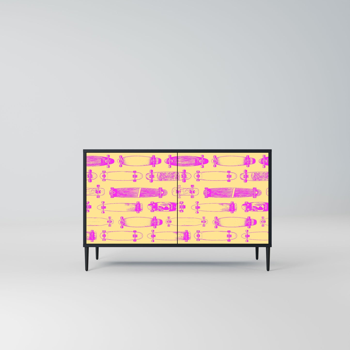 Credenza SKATEBOARD ARTISTRY a 2 ante con finitura nera