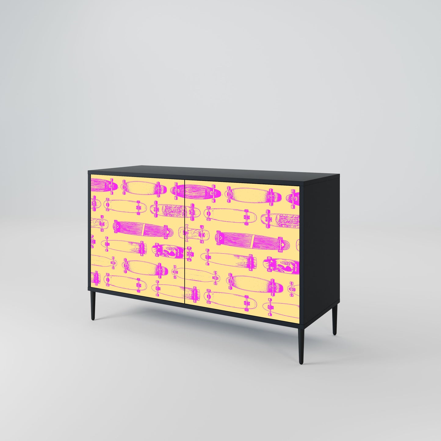 Credenza SKATEBOARD ARTISTRY a 2 ante con finitura nera