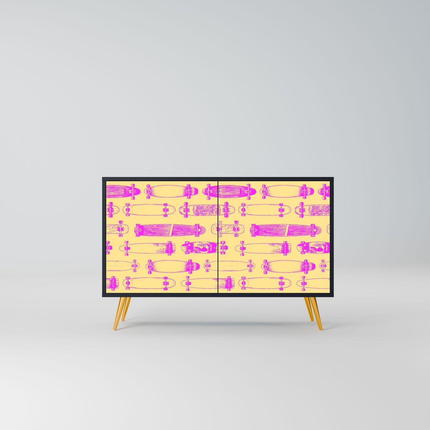 Credenza SKATEBOARD ARTISTRY a 2 ante con finitura nera