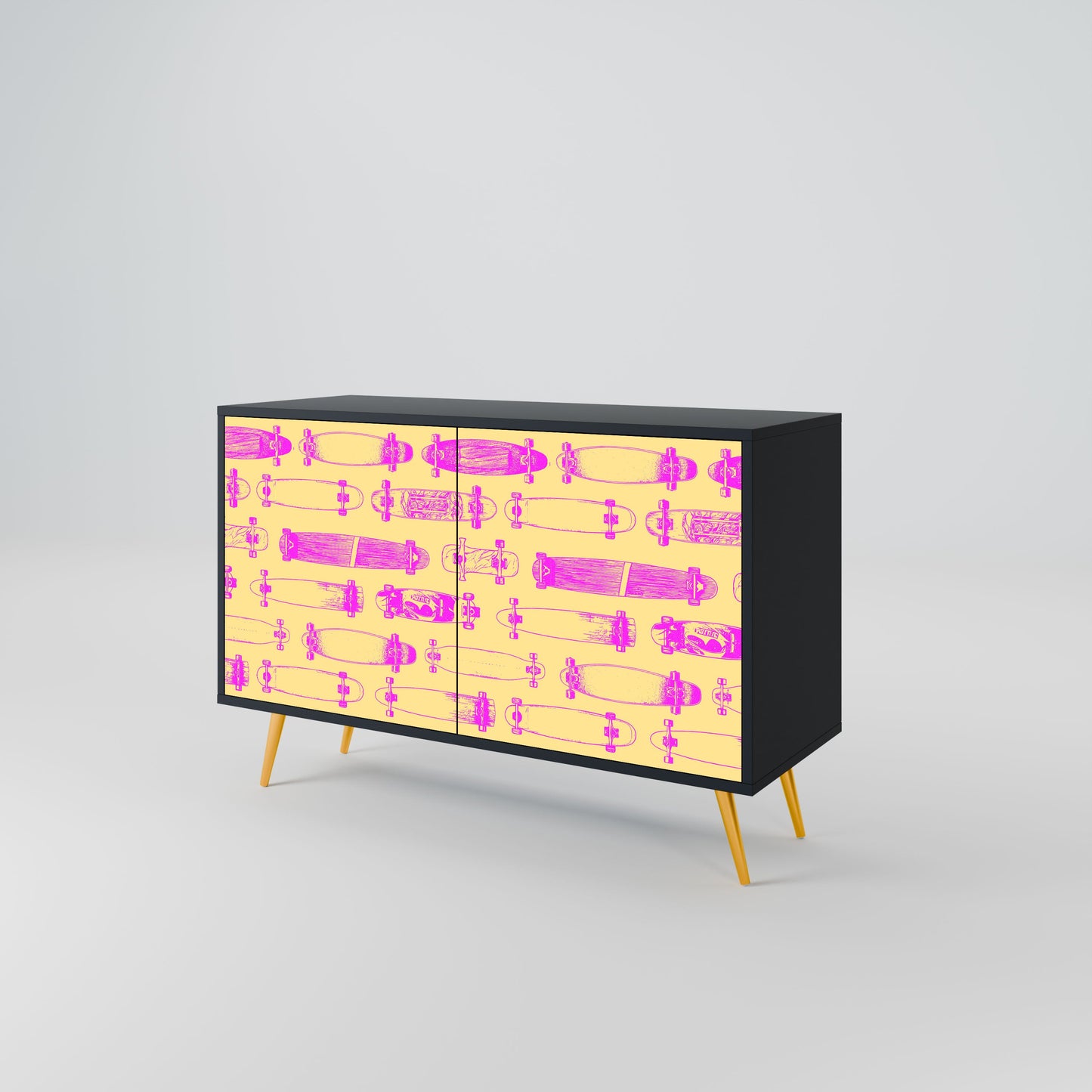 Credenza SKATEBOARD ARTISTRY a 2 ante con finitura nera