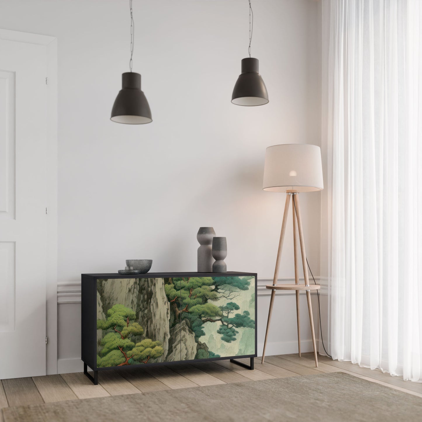 Credenza a 2 ante VERDURE ABYSS in finitura nera