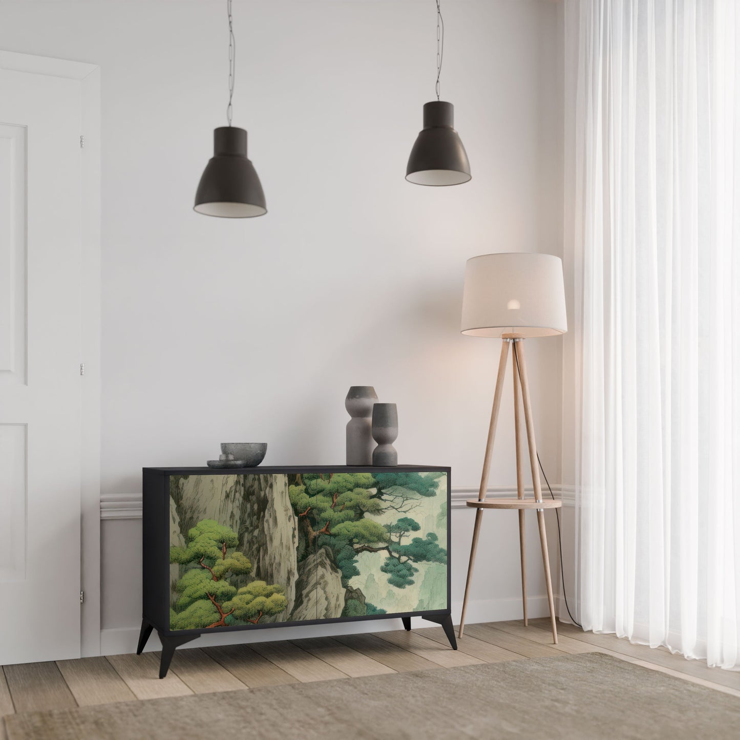 Credenza a 2 ante VERDURE ABYSS in finitura nera
