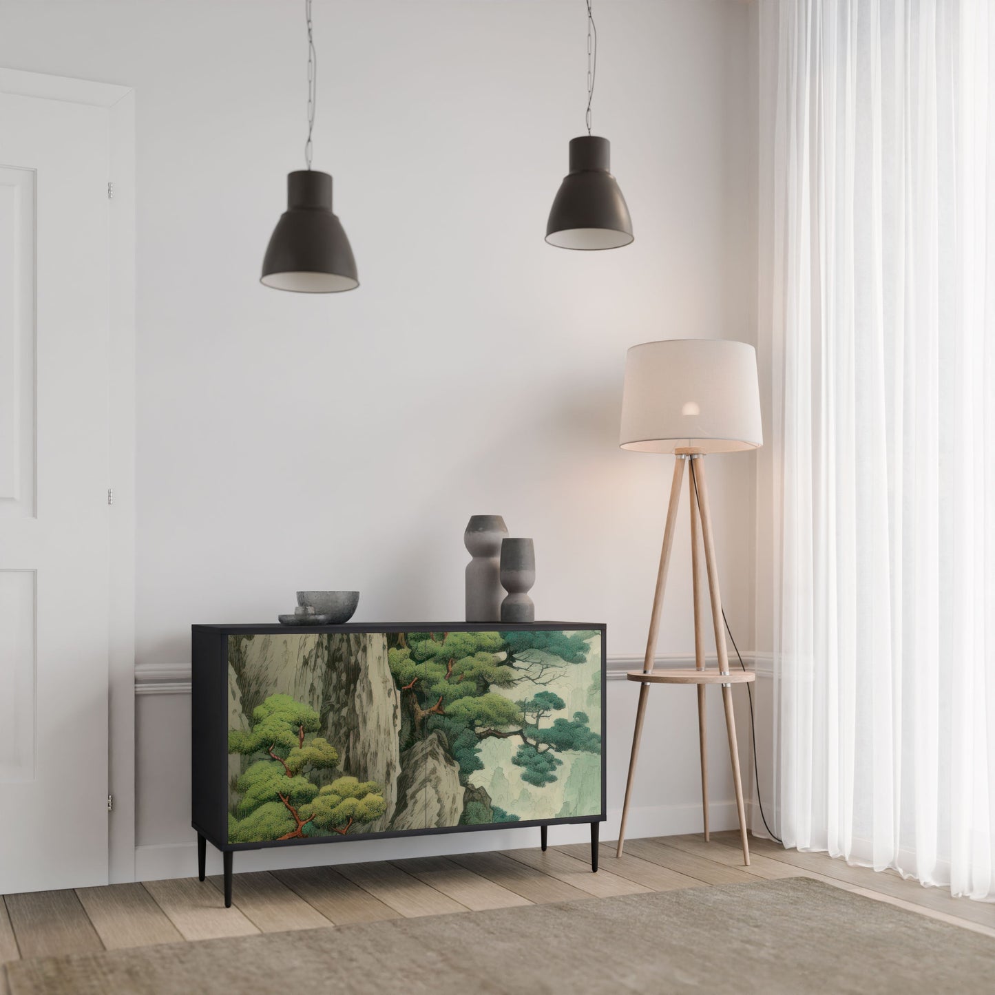Credenza a 2 ante VERDURE ABYSS in finitura nera