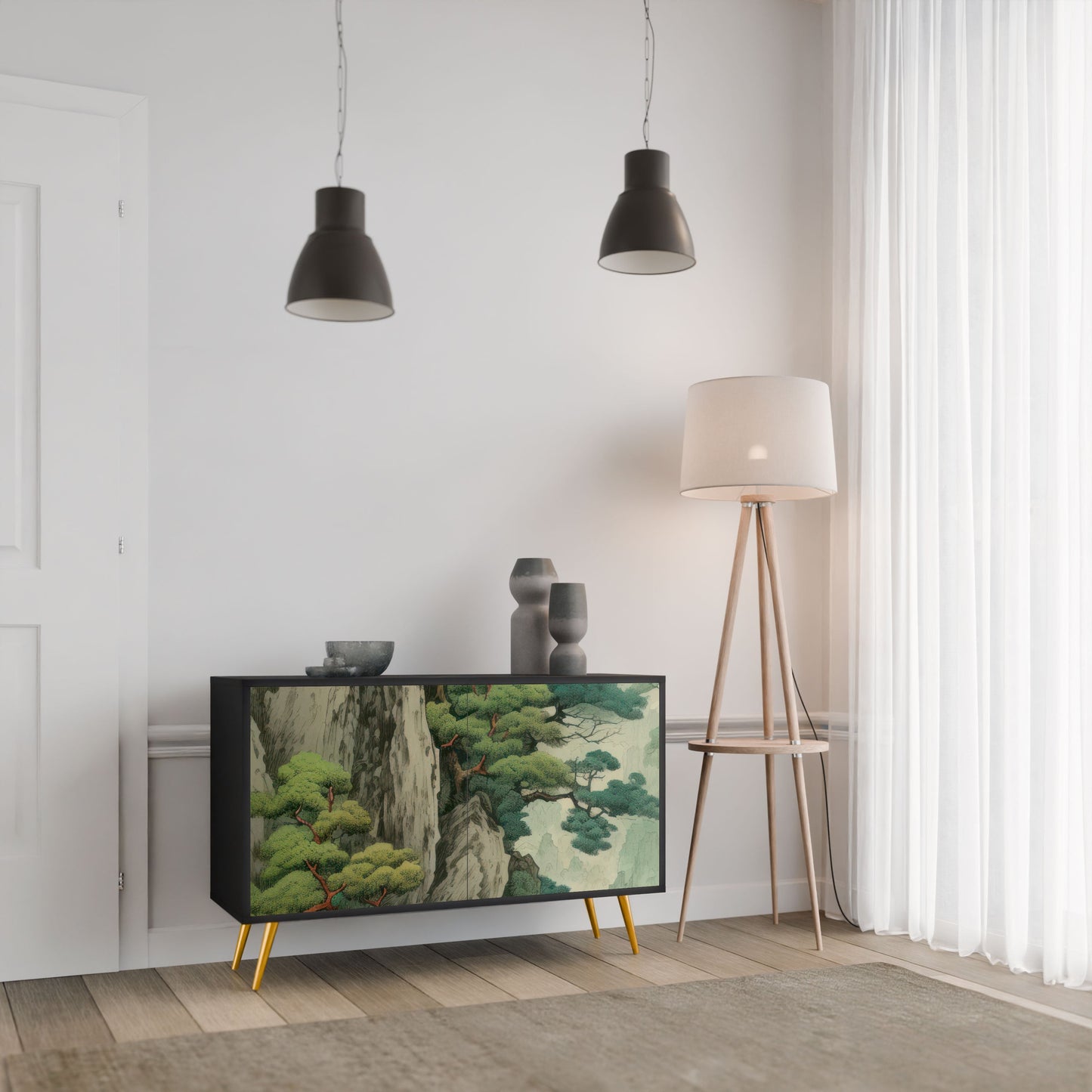 Credenza a 2 ante VERDURE ABYSS in finitura nera