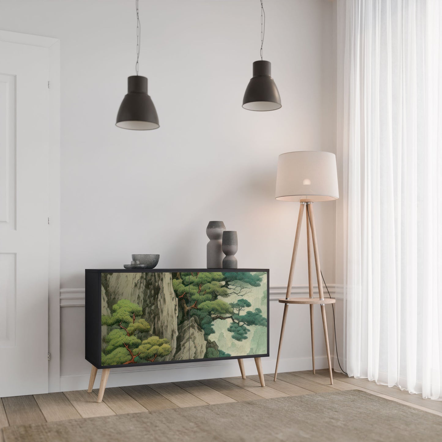 Credenza a 2 ante VERDURE ABYSS in finitura nera