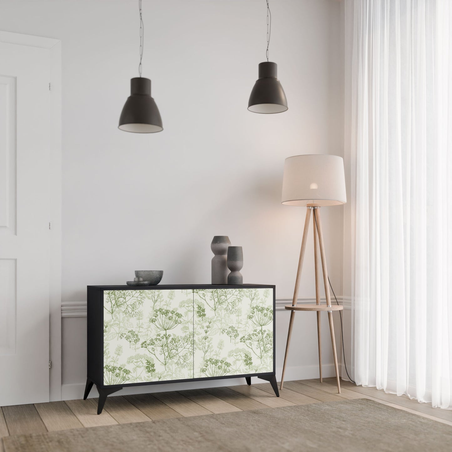 Credenza a 2 ante FENNEL BALDACHIN in finitura nera