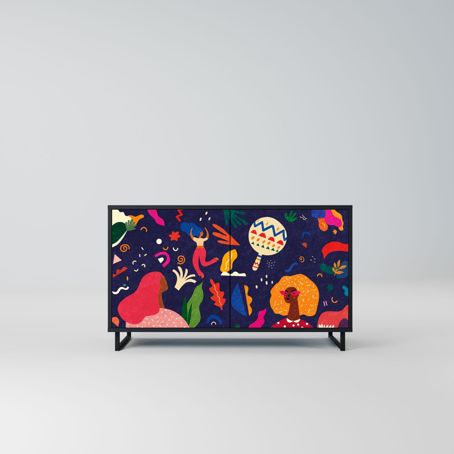 Credenza a 2 ante FESTIVE PLEASURES in finitura nera