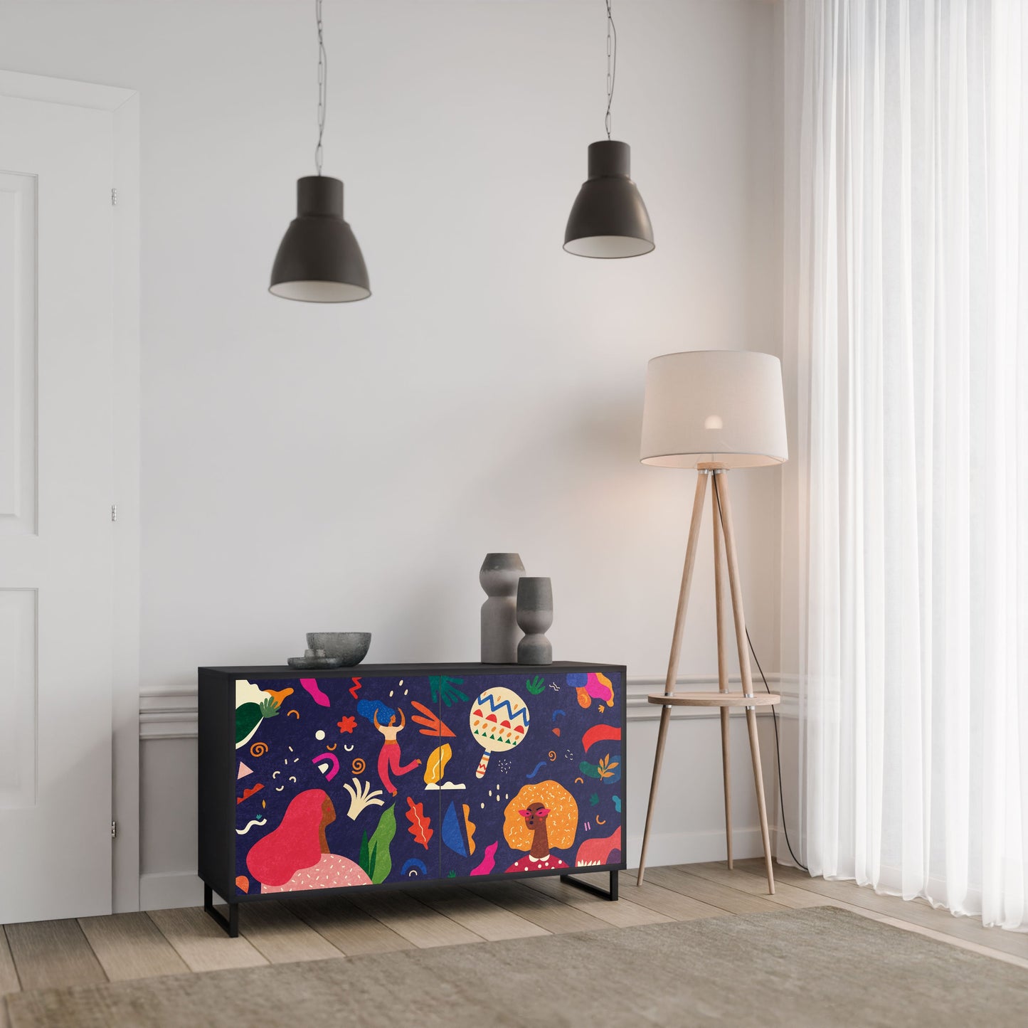 Credenza a 2 ante FESTIVE PLEASURES in finitura nera